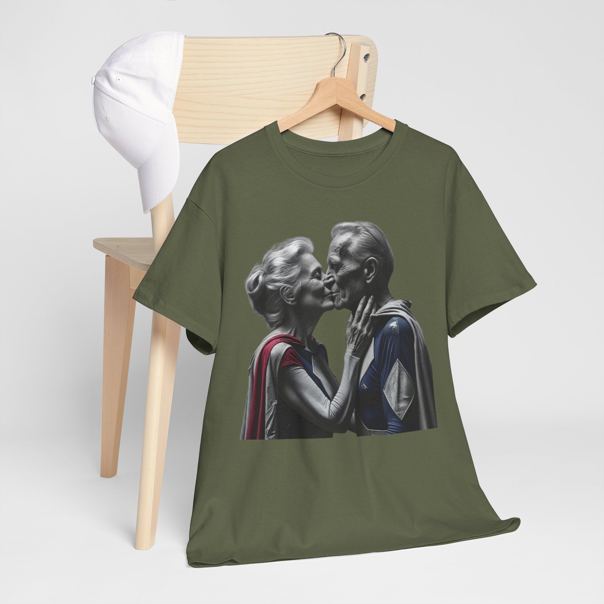 Kissing Old Superheroes — T‑Shirt