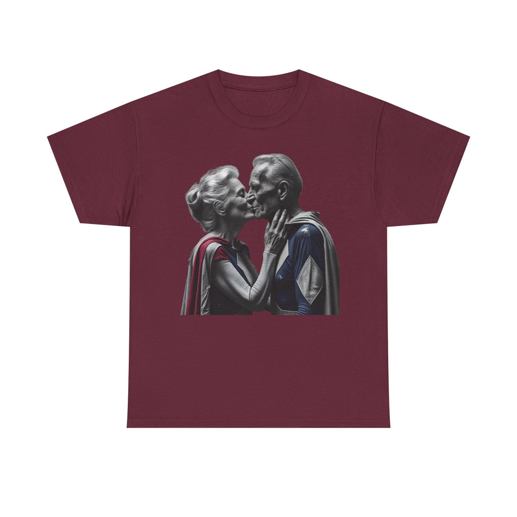 Kissing Old Superheroes T-Shirt – Pop Culture Graphic Tee