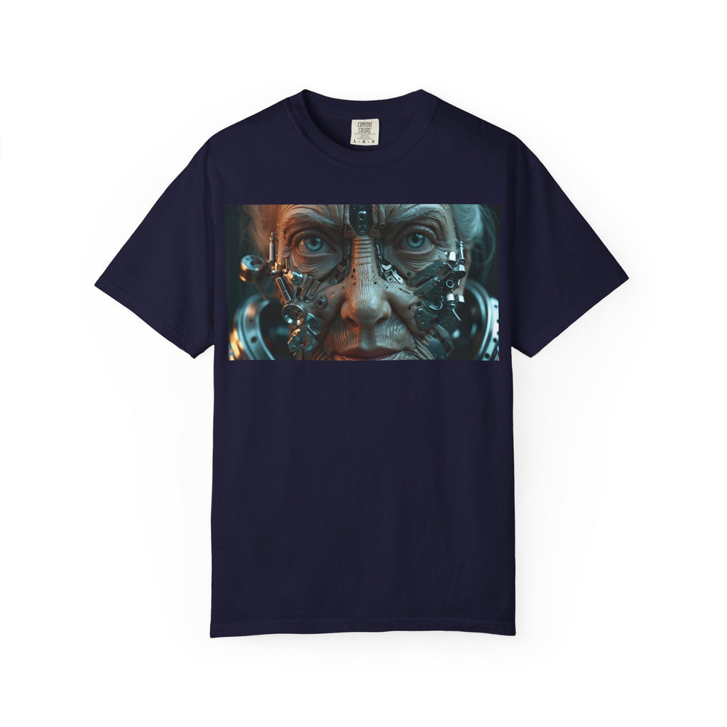 Cybernetic Old Face T-Shirt – Sci-Fi Art Graphic Tee