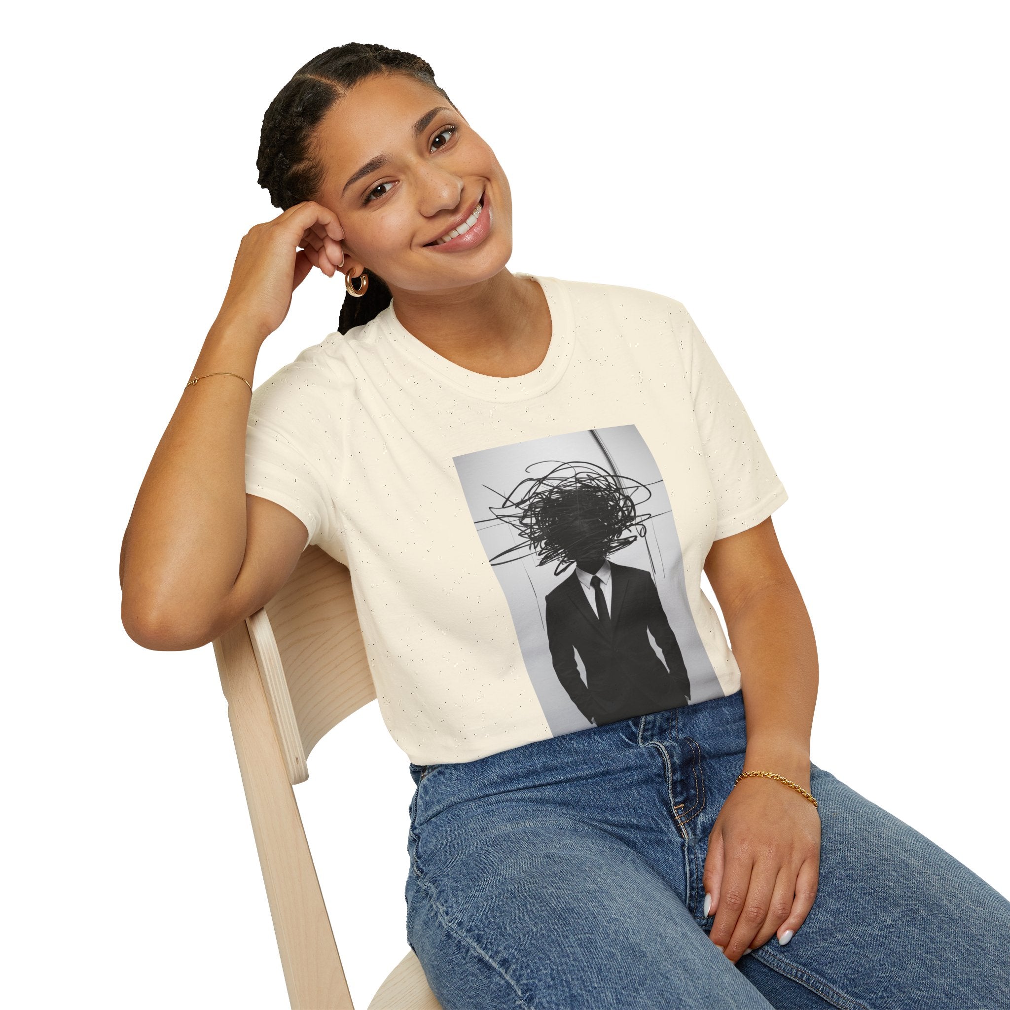 Abstract Scribble Head — T‑Shirt