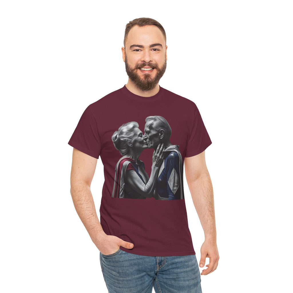 Kissing Old Superheroes — T‑Shirt