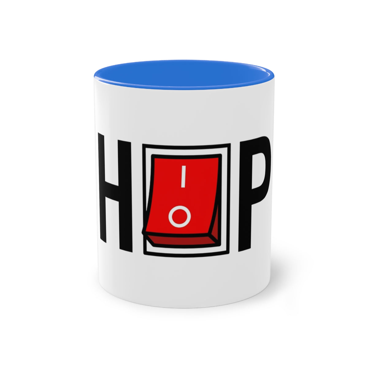 Hip Hop Mug in Cambridge Blue – red help switch hip hop music mug