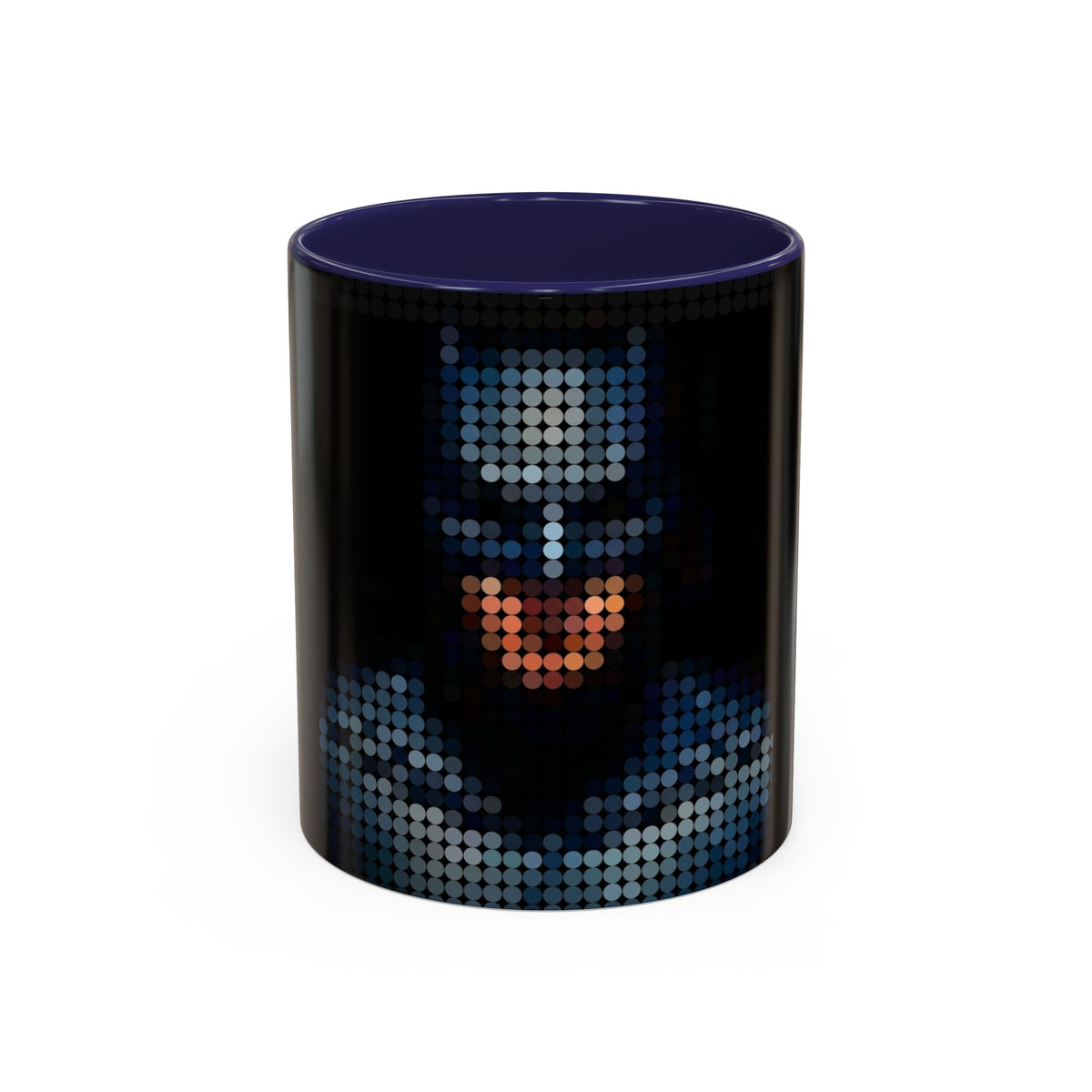 Pixel Art Dark Knight Mug in Navy – pixel art dark knight superhero mug