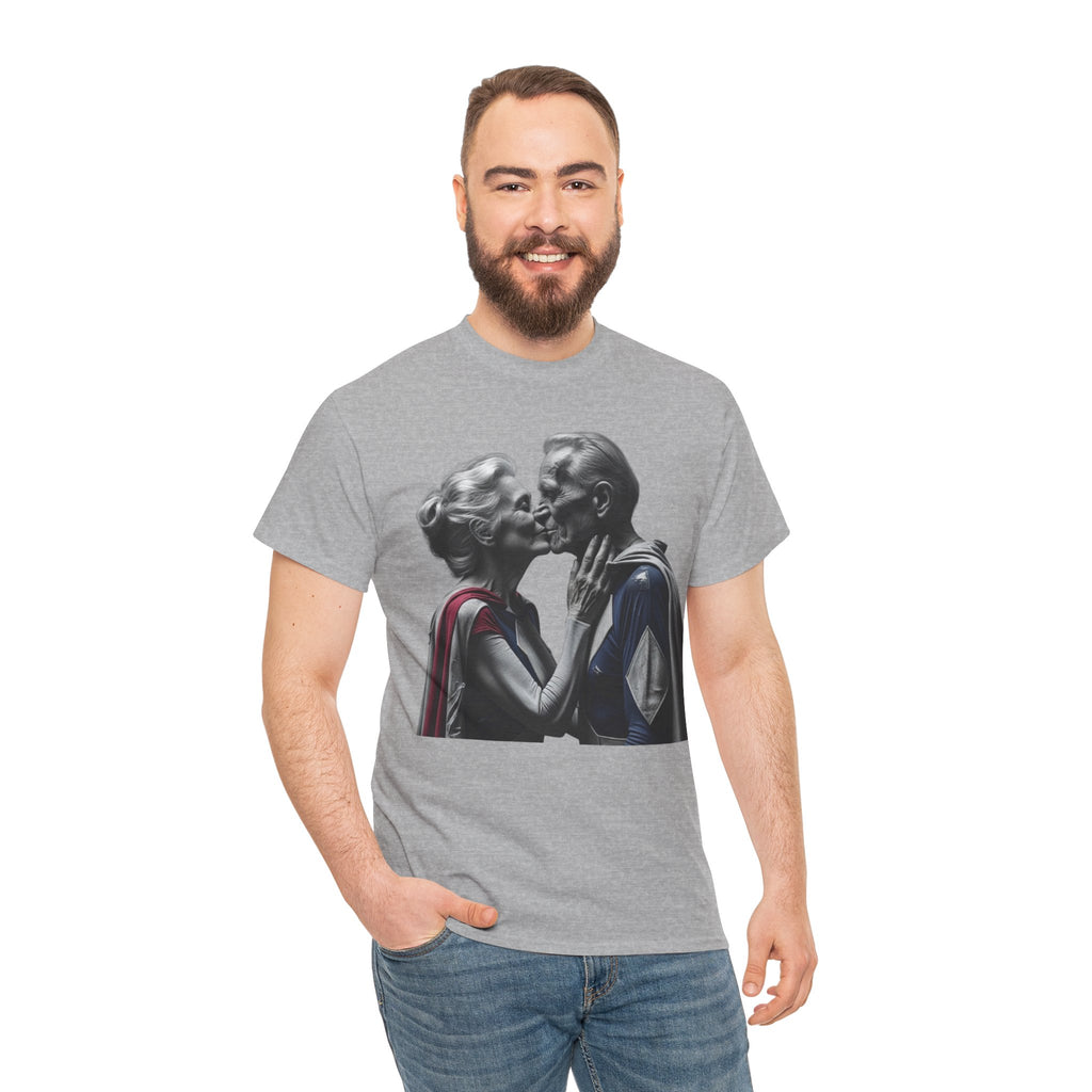 Kissing Old Superheroes — T‑Shirt