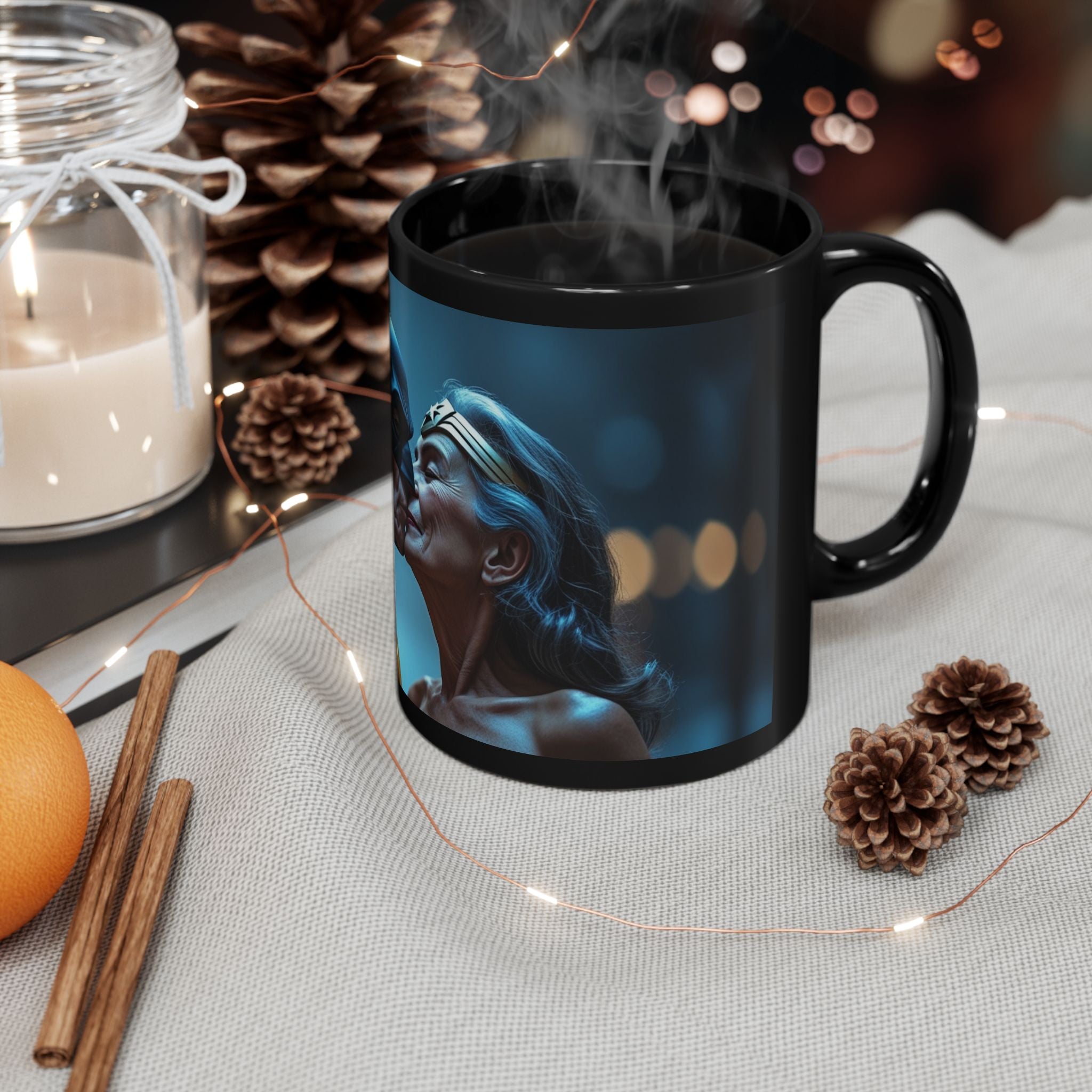 Romantic Batman & Wonder Woman Kiss — Coffee Cup