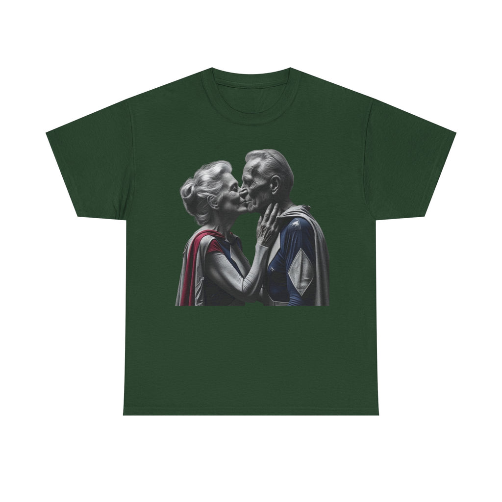 Kissing Old Superheroes T-Shirt – Pop Culture Graphic Tee