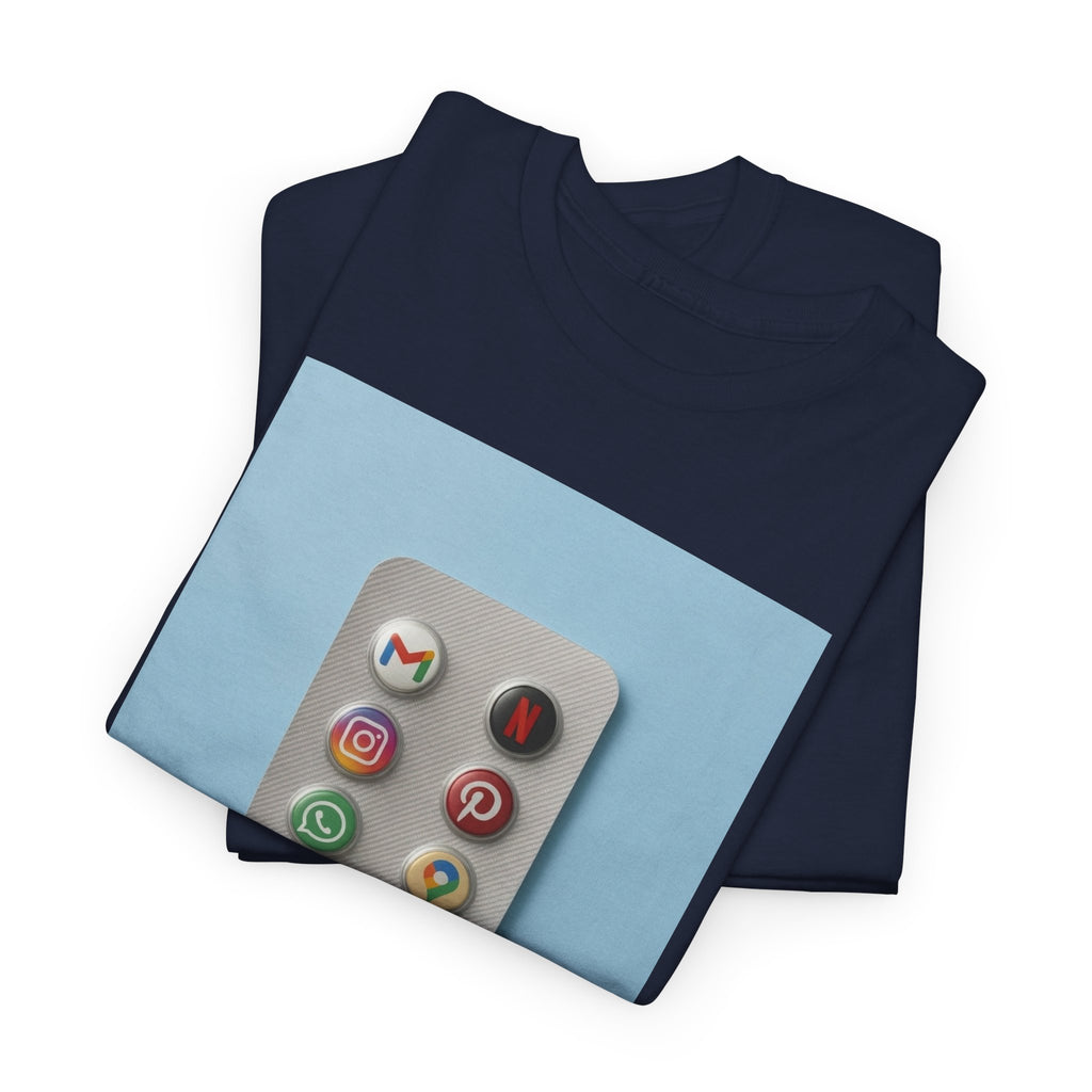 Social Media Pills T-Shirt – Funny Tech Satire Graphic Tee
