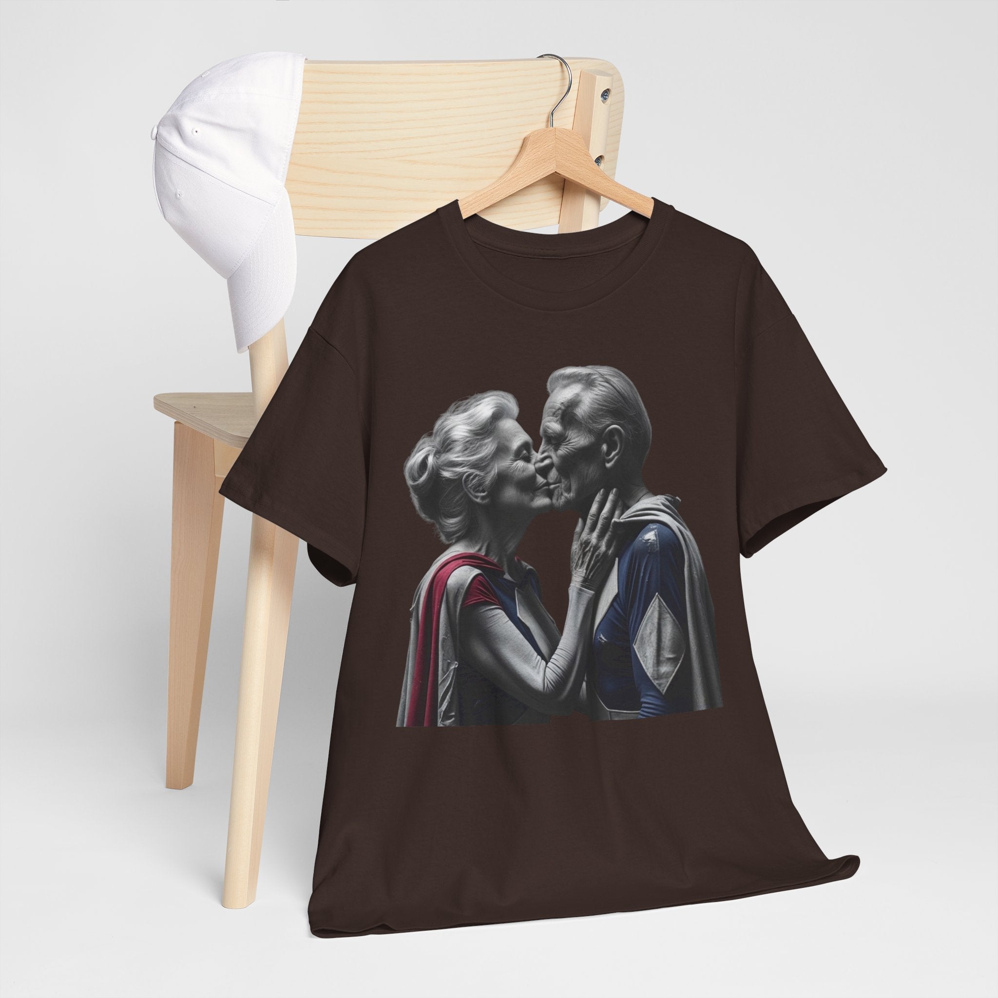 Kissing Old Superheroes — T‑Shirt