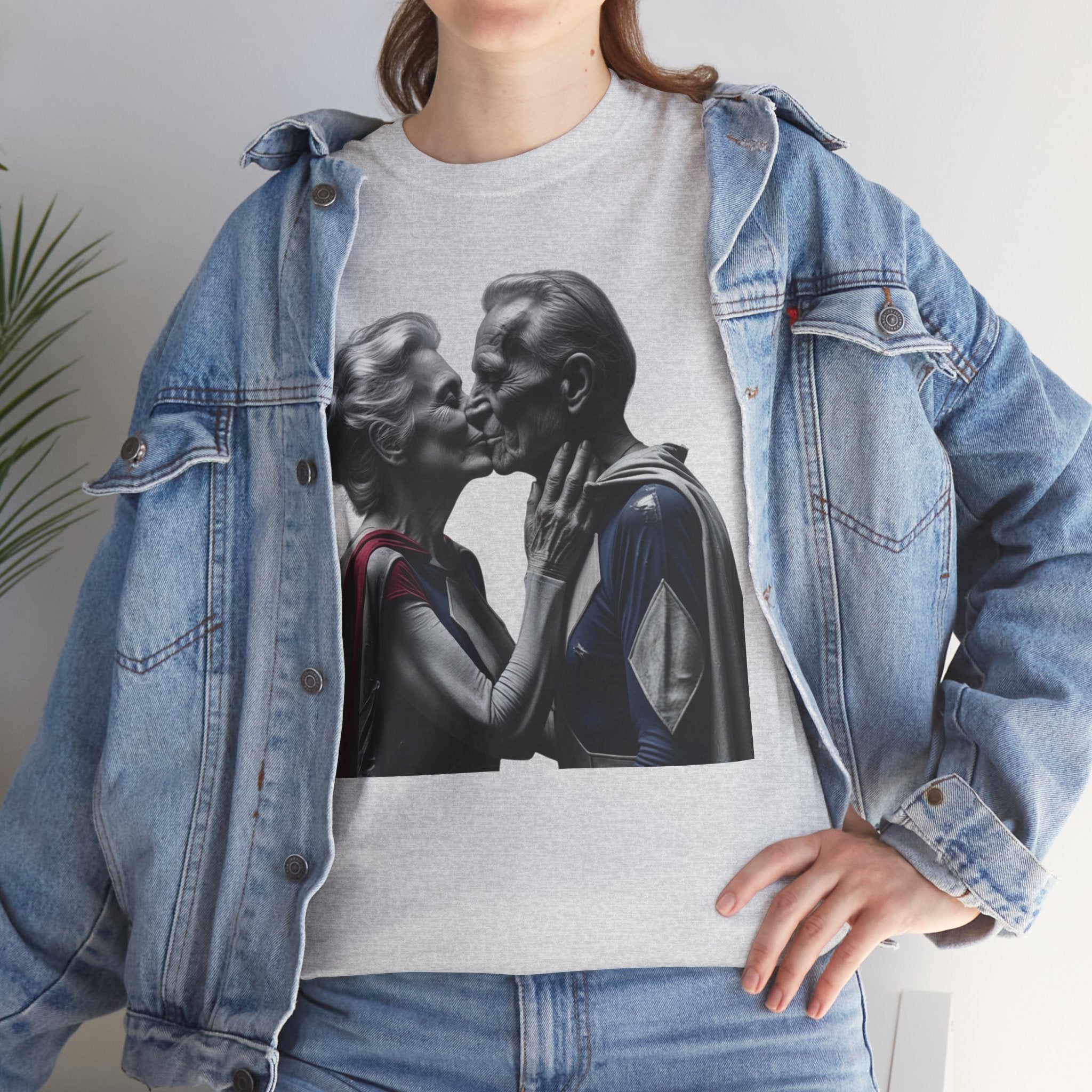 Kissing Old Superheroes — T‑Shirt