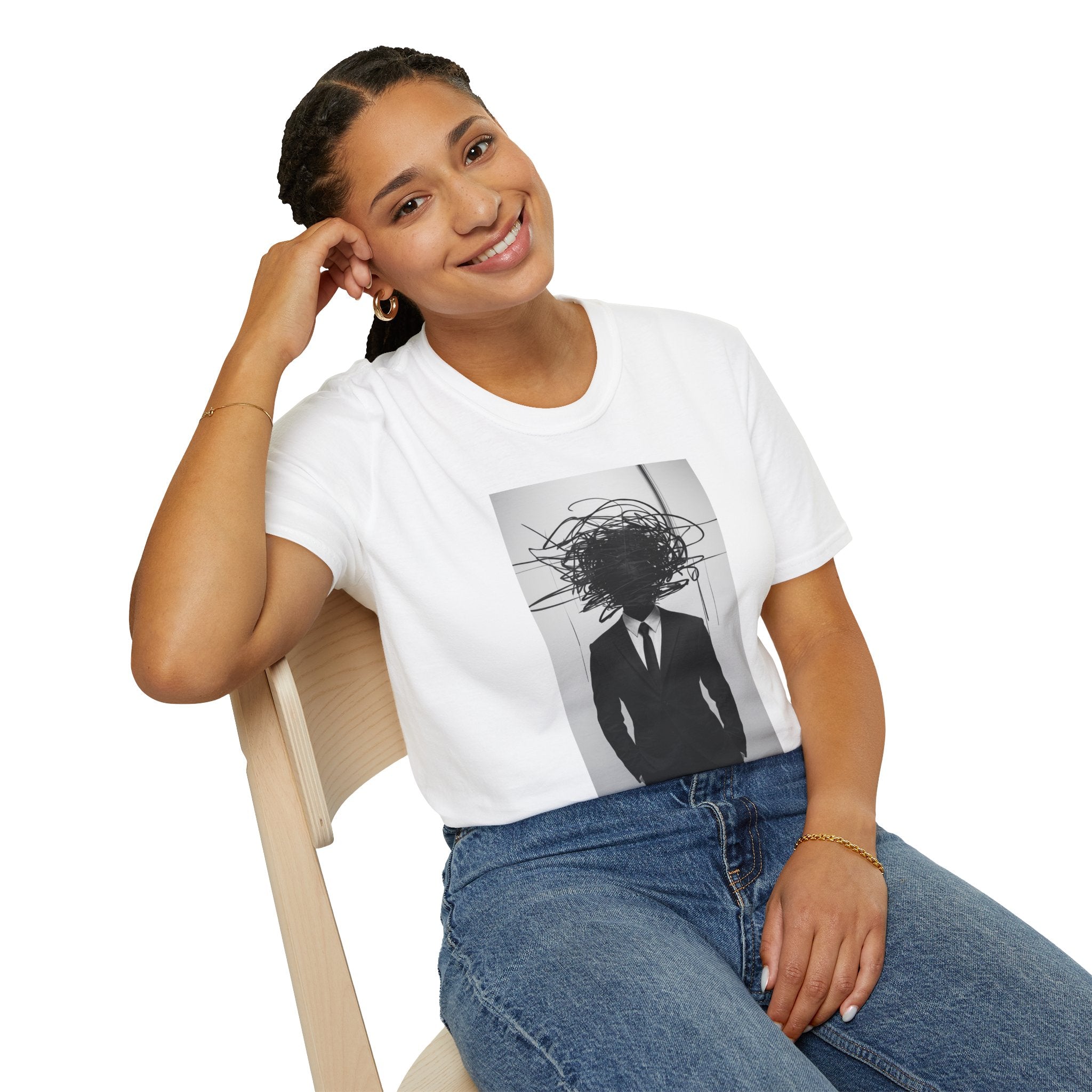 Abstract Scribble Head — T‑Shirt
