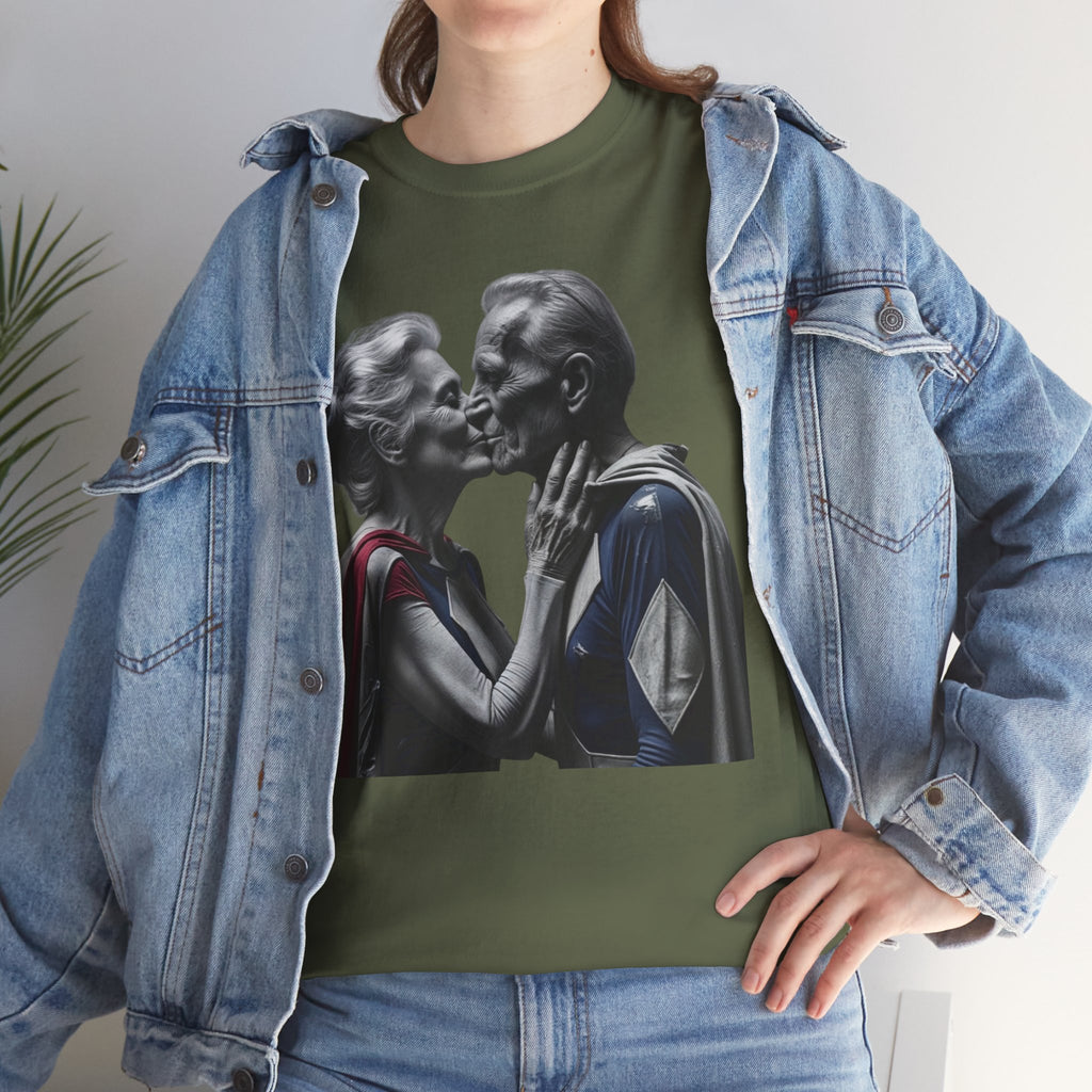 Kissing Old Superheroes — T‑Shirt