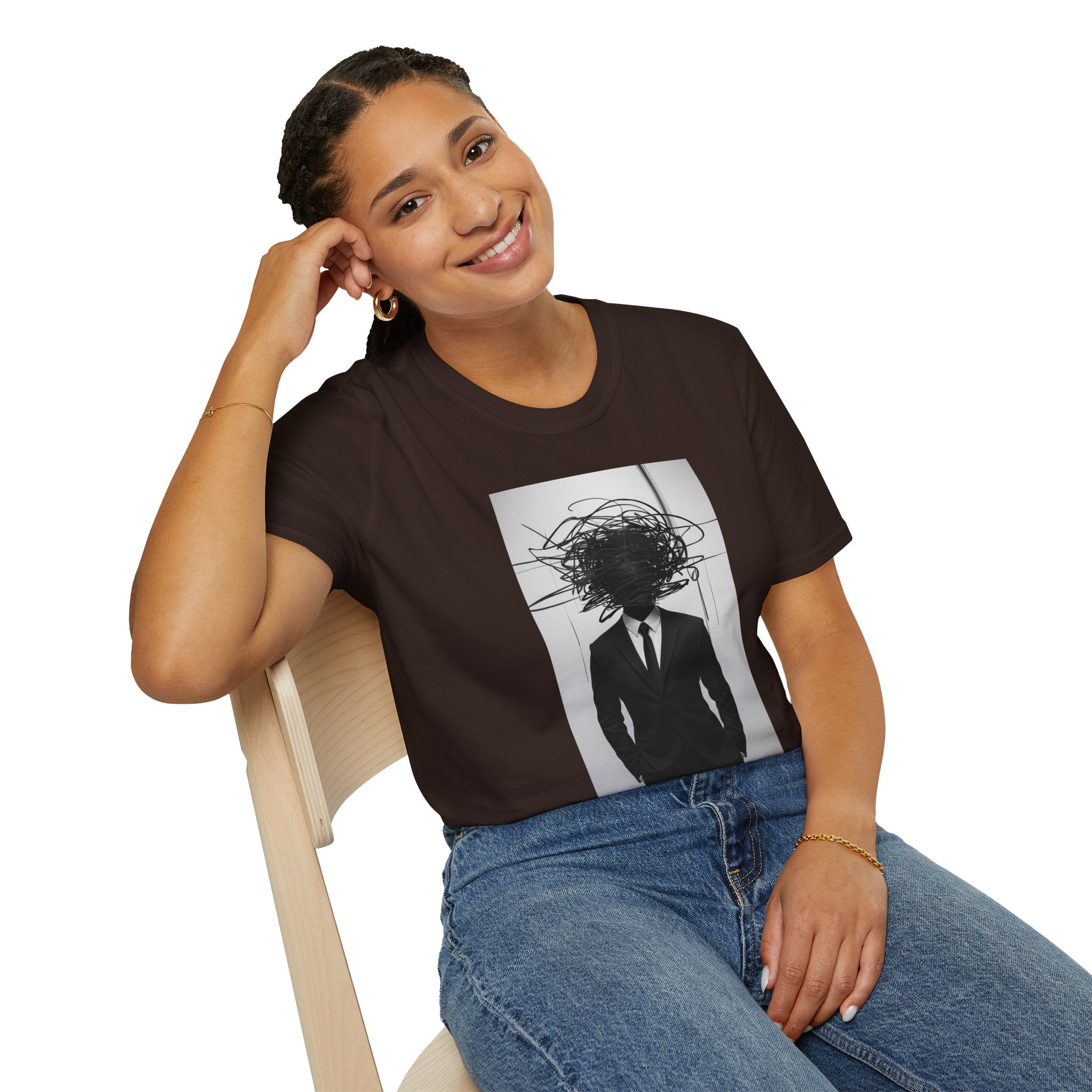 Abstract Scribble Head — T‑Shirt