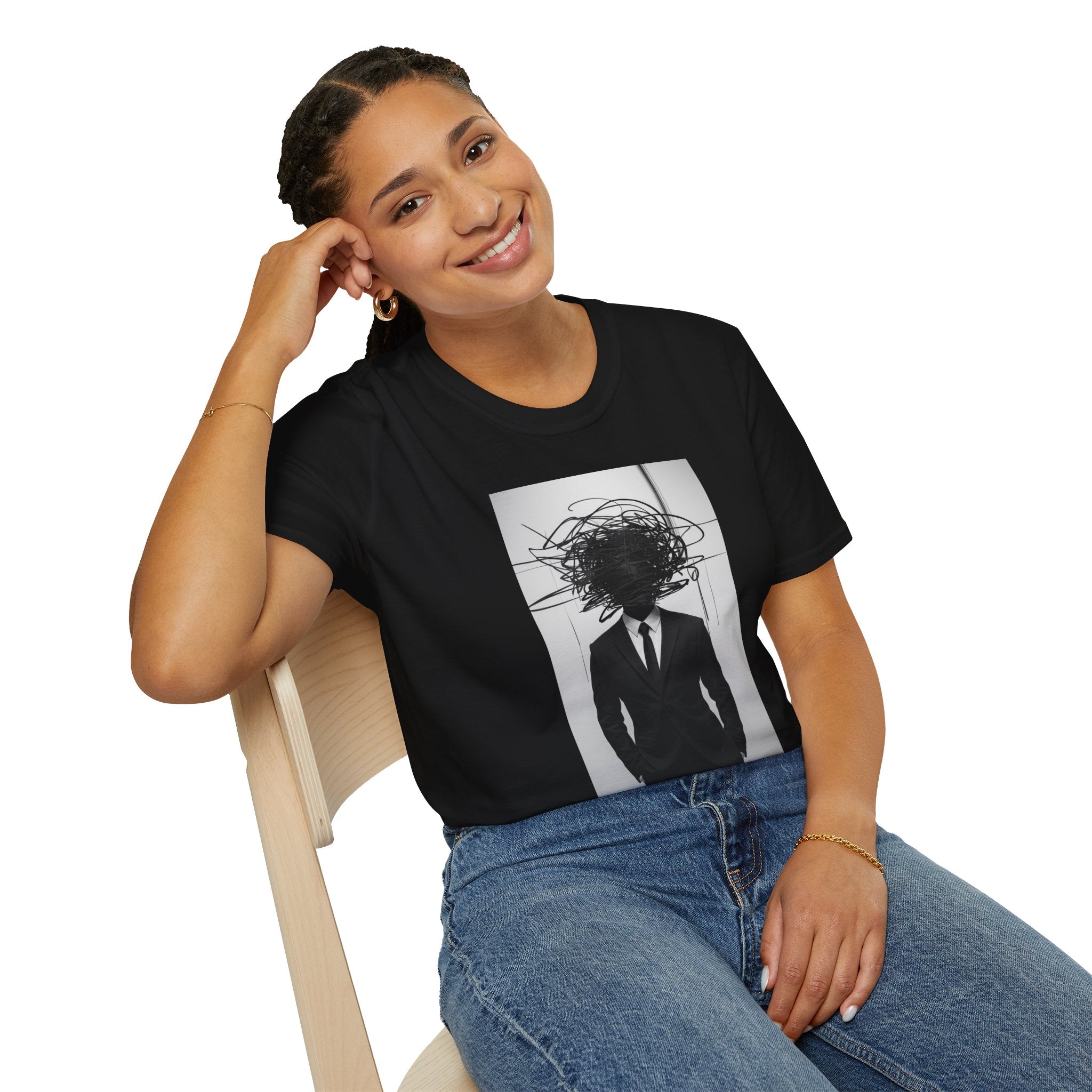 Abstract Scribble Head — T‑Shirt