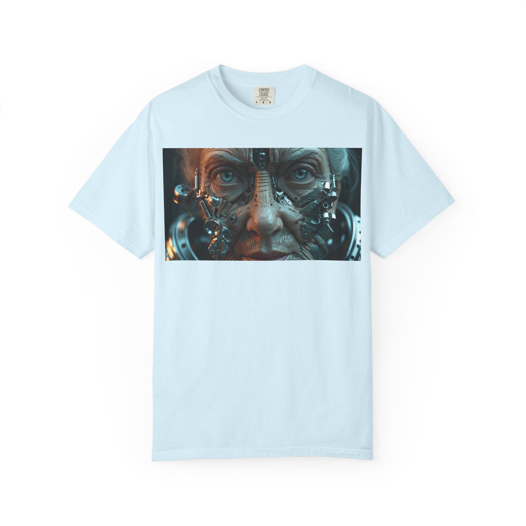 Cybernetic Old Face T-Shirt – Sci-Fi Art Graphic Tee