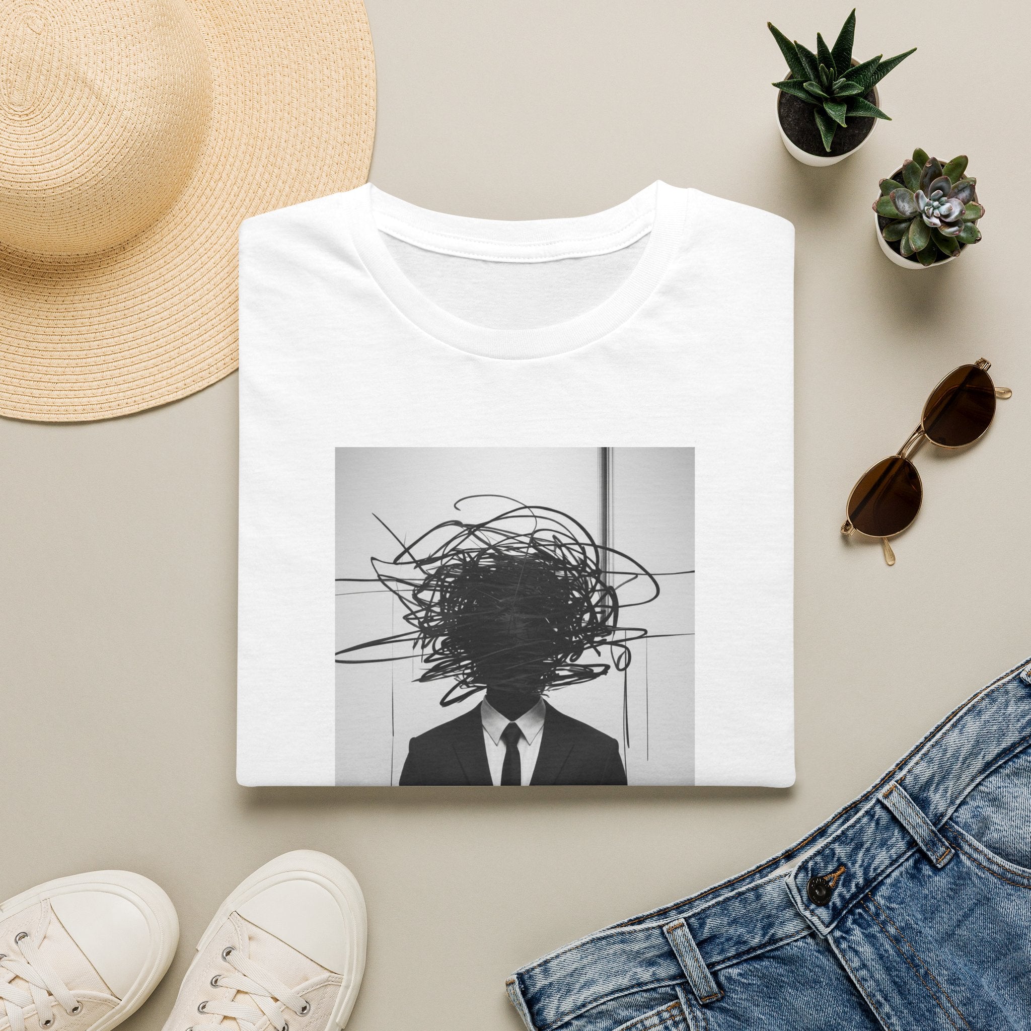 Abstract Scribble Head — T‑Shirt