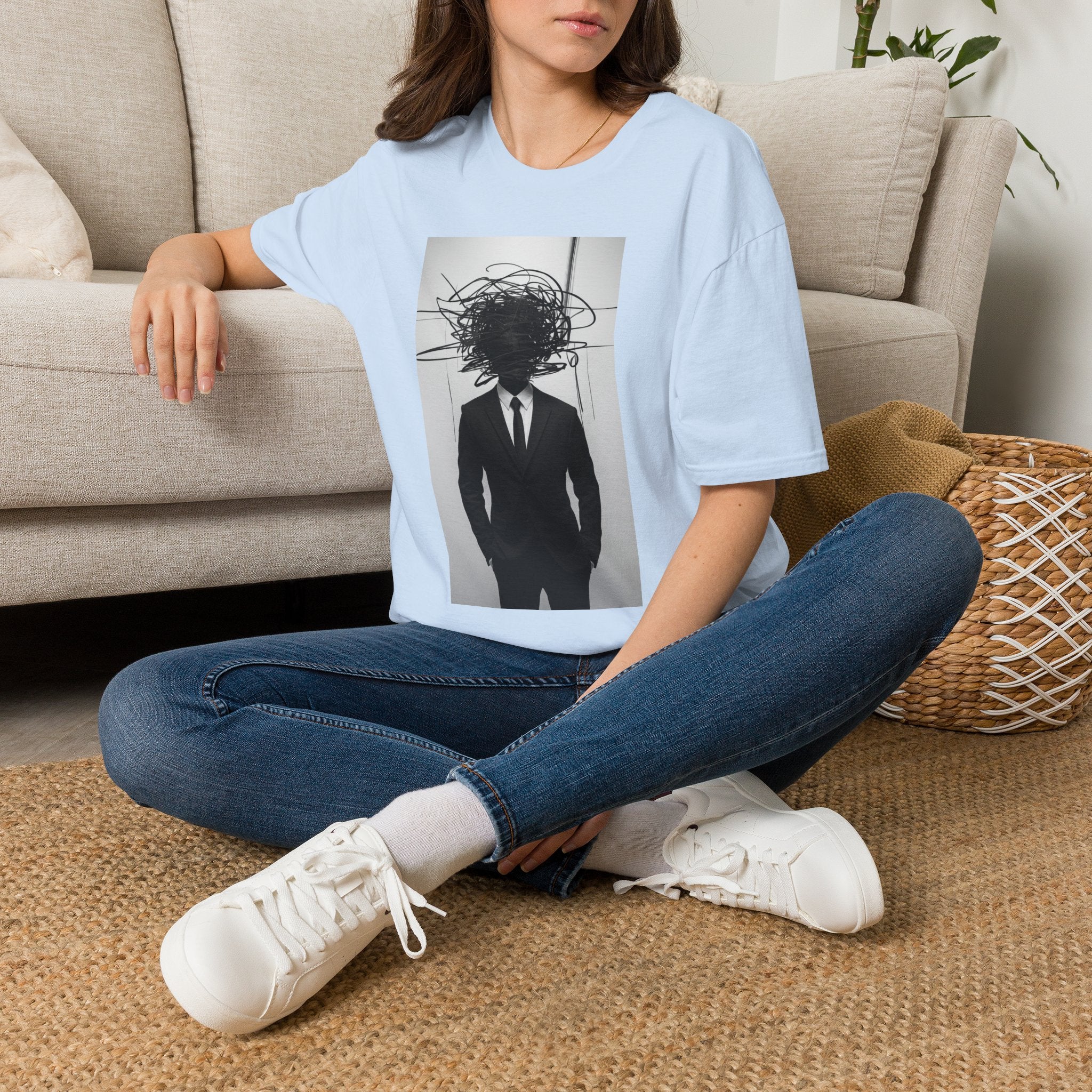 Abstract Scribble Head — T‑Shirt