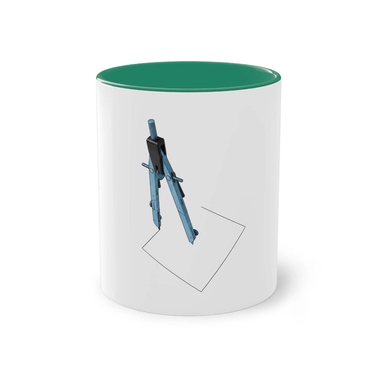 Engineer Compass Mug in Dark Green – architect compass geometric art mug