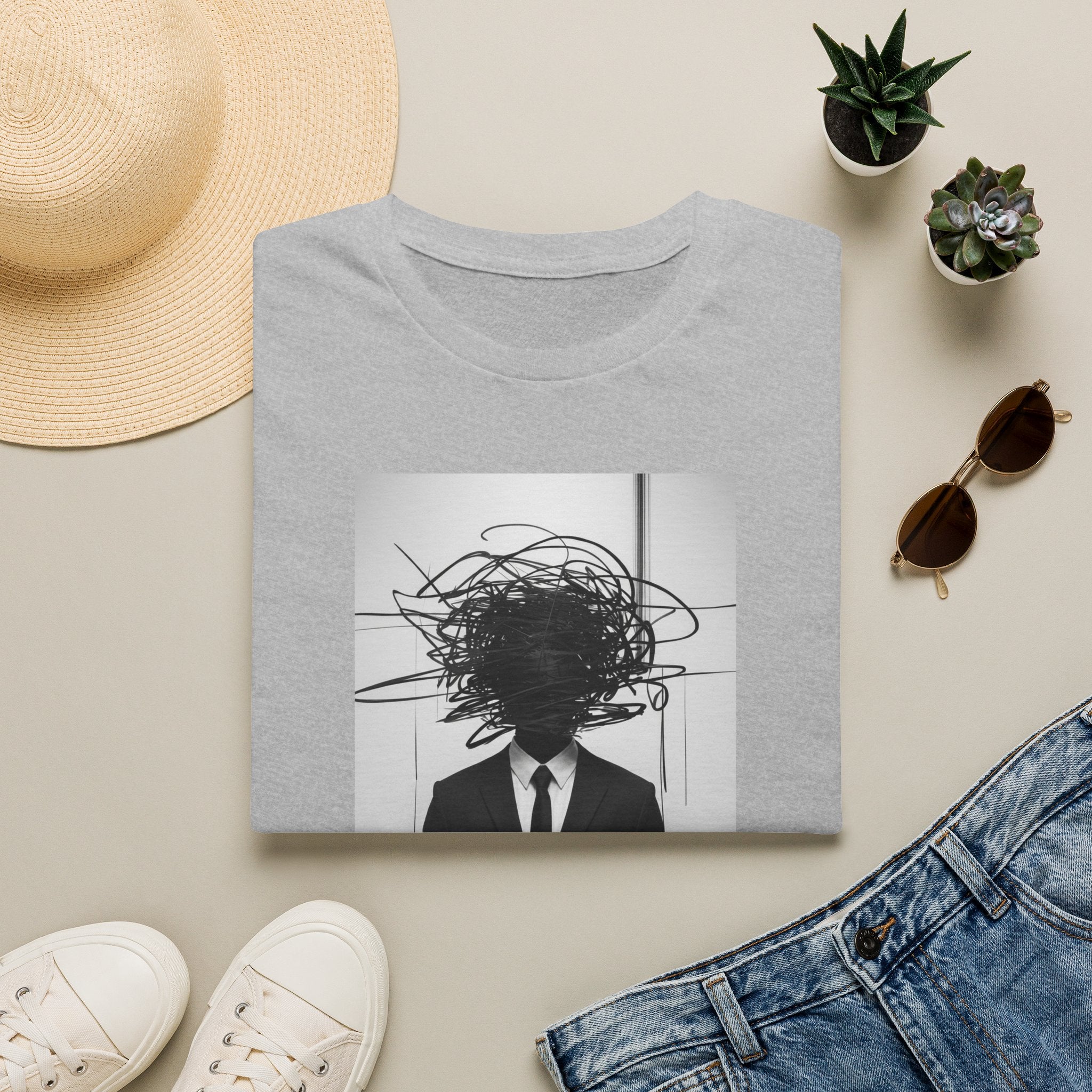 Abstract Scribble Head — T‑Shirt