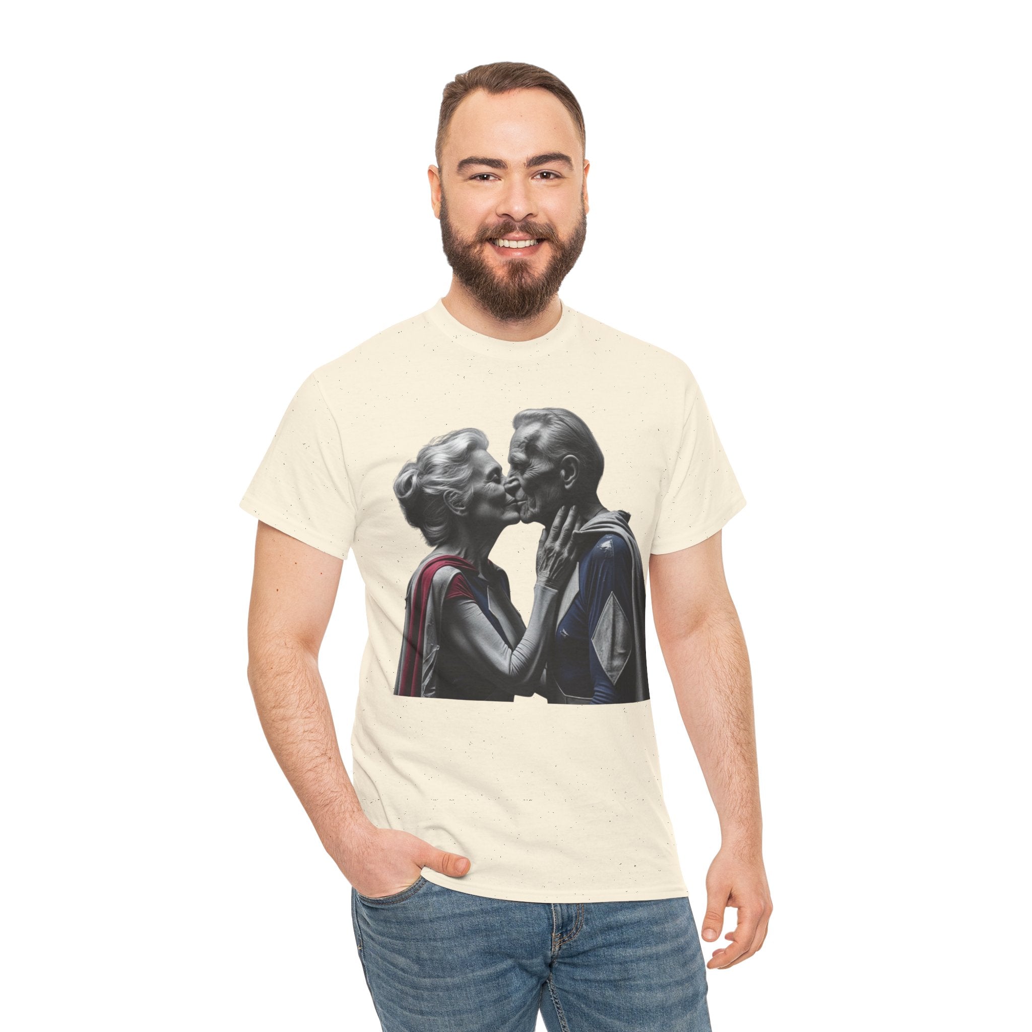Kissing Old Superheroes — T‑Shirt