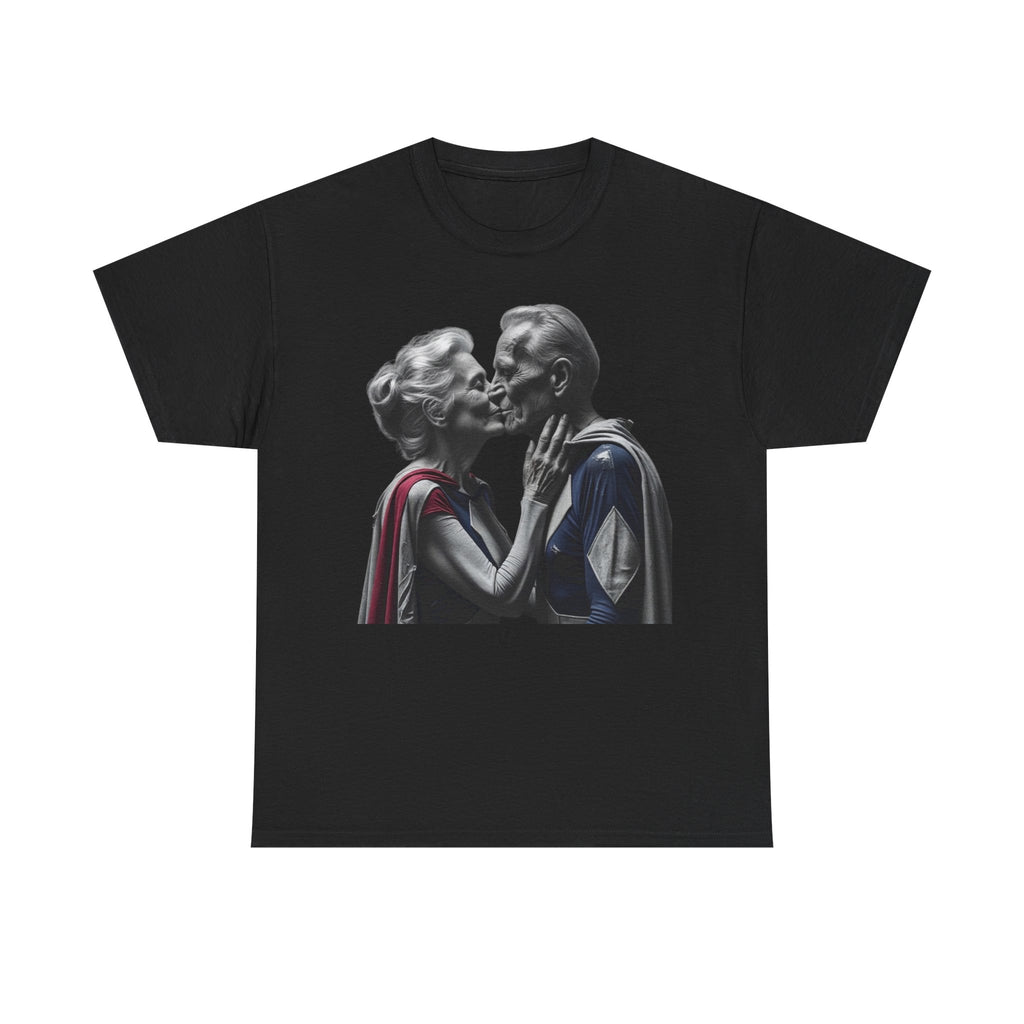 Kissing Old Superheroes T-Shirt – Pop Culture Graphic Tee