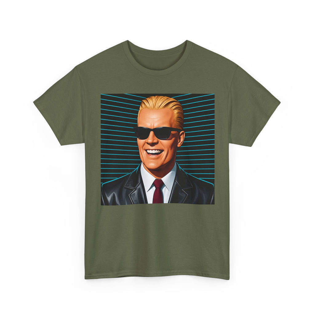 Max Headroom Glitch T-Shirt in Military Green – retro tv series graphic tee
