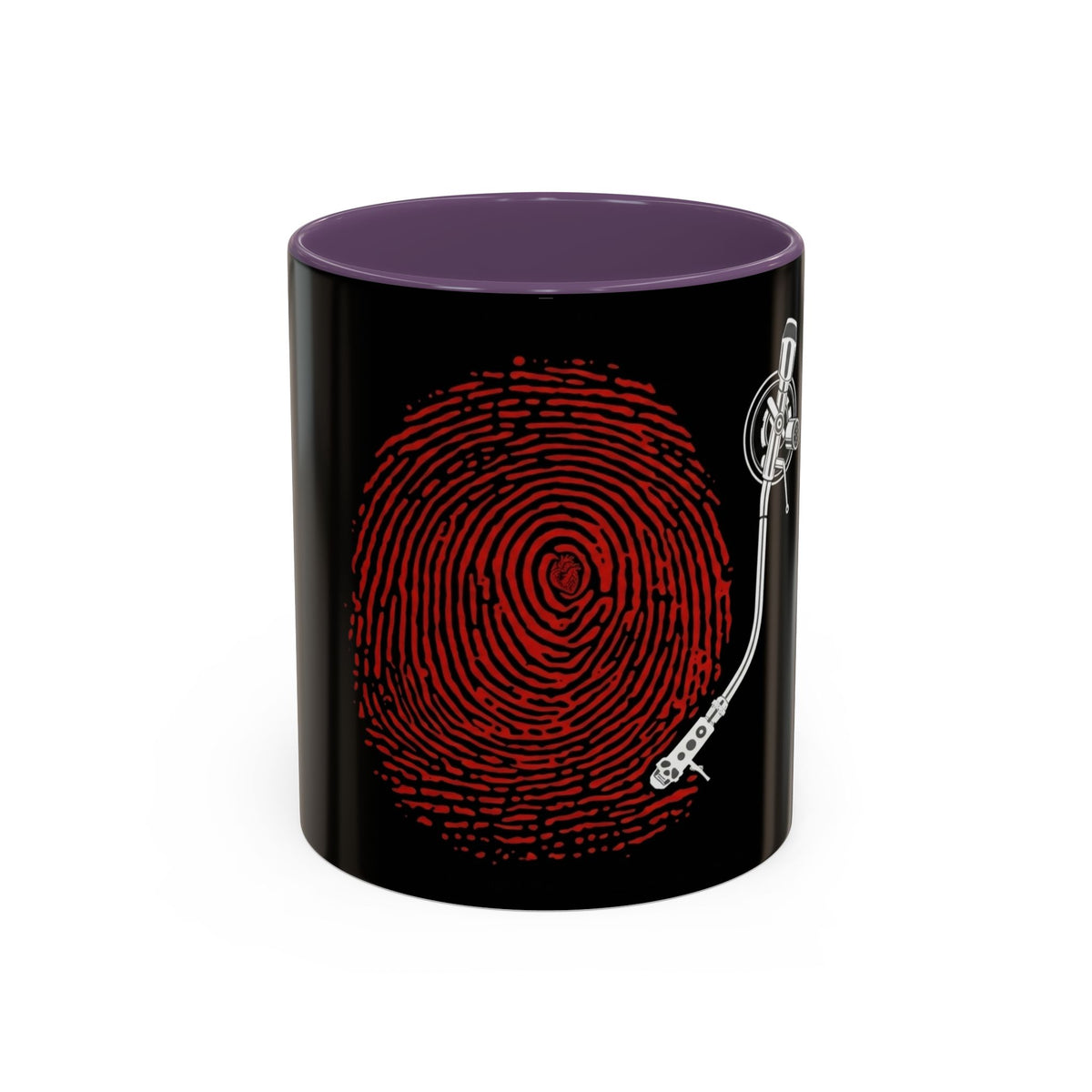 Red Vinile Mug in Purple – fingerprint turntable vinyl music art mug