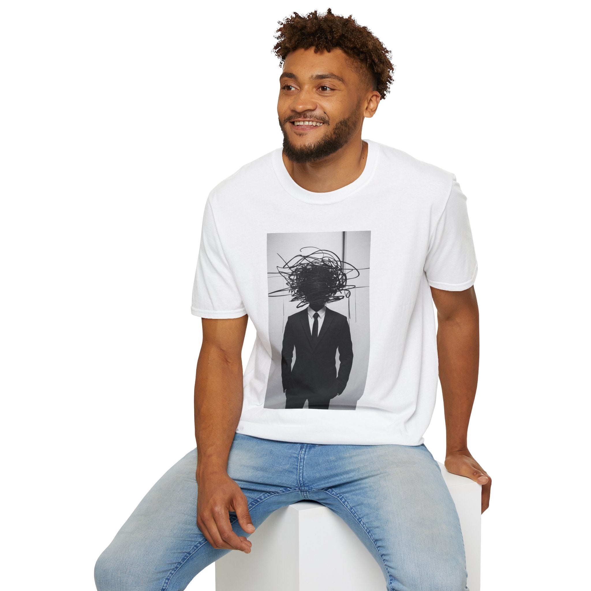 Abstract Scribble Head — T‑Shirt