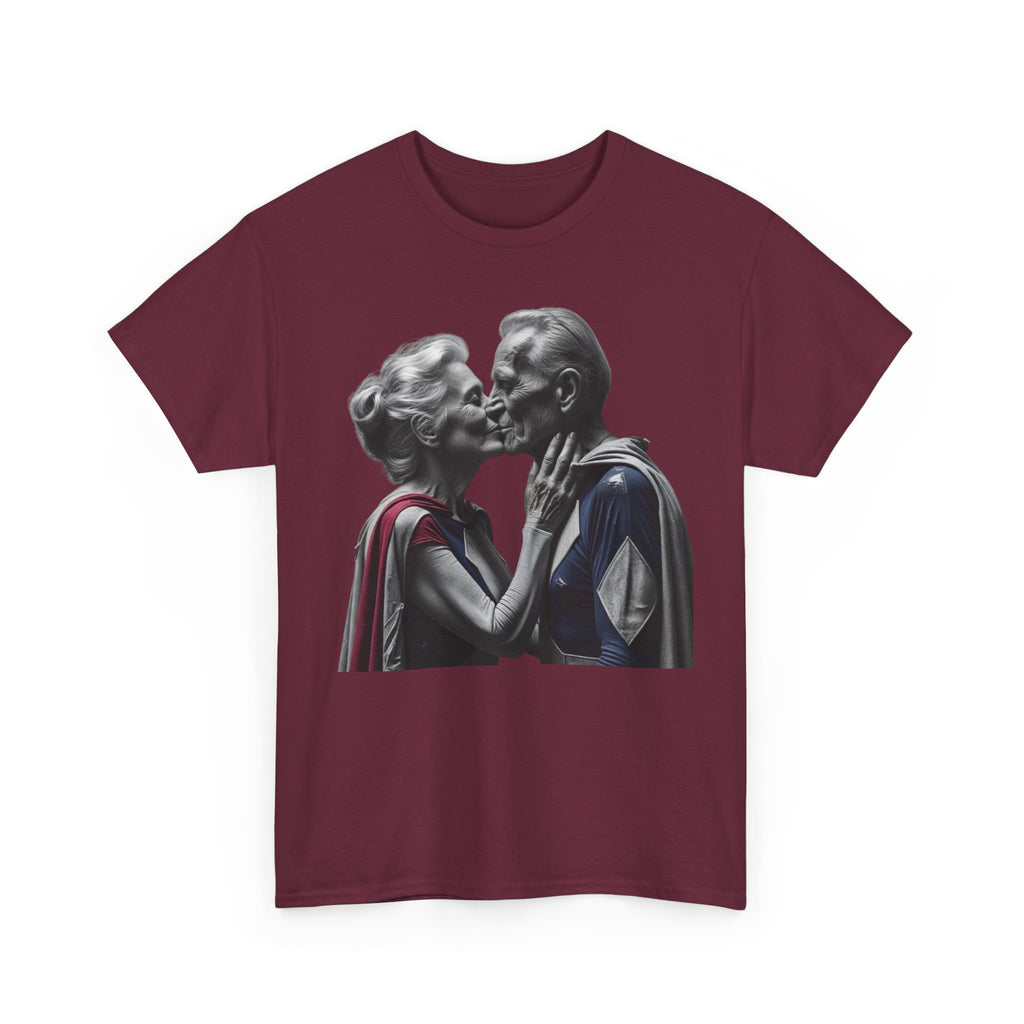 Kissing Old Superheroes — T‑Shirt