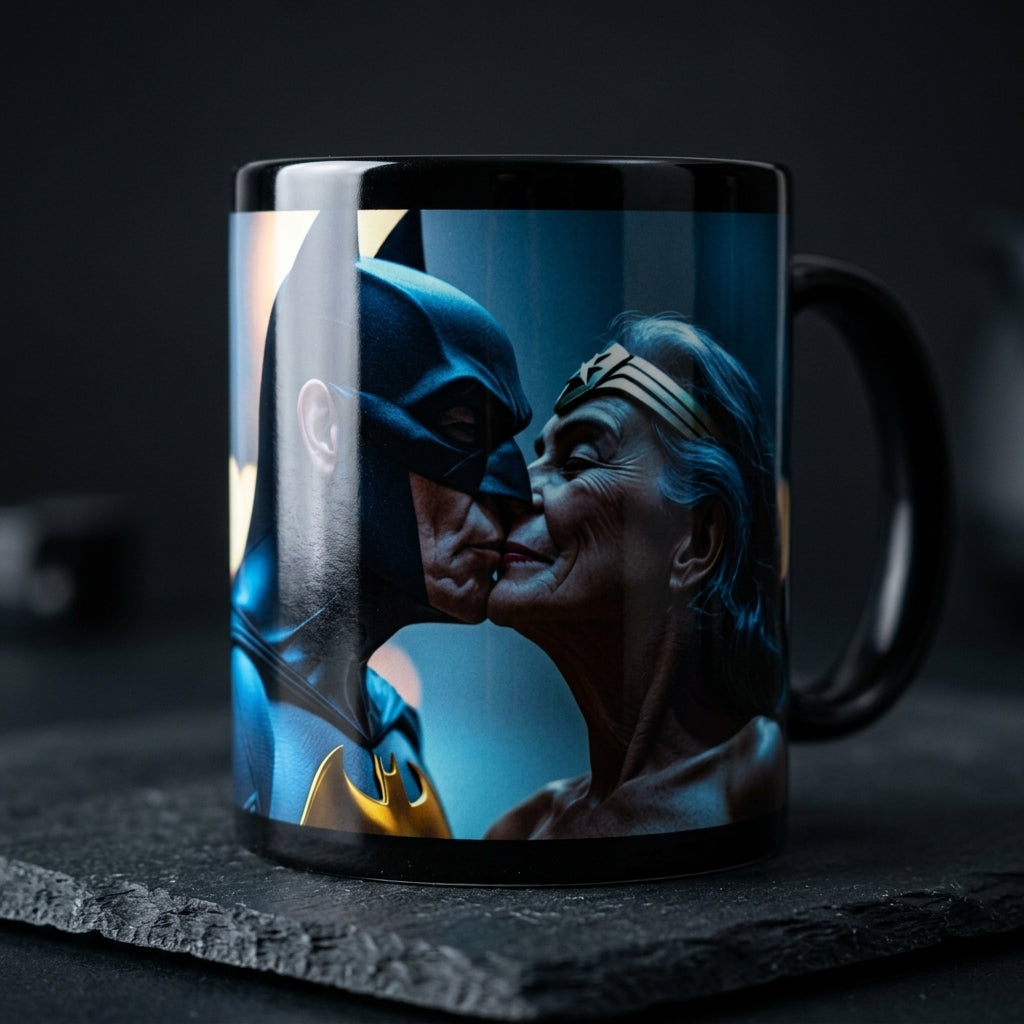 Romantic Batman & Wonder Woman Kiss — Coffee Cup