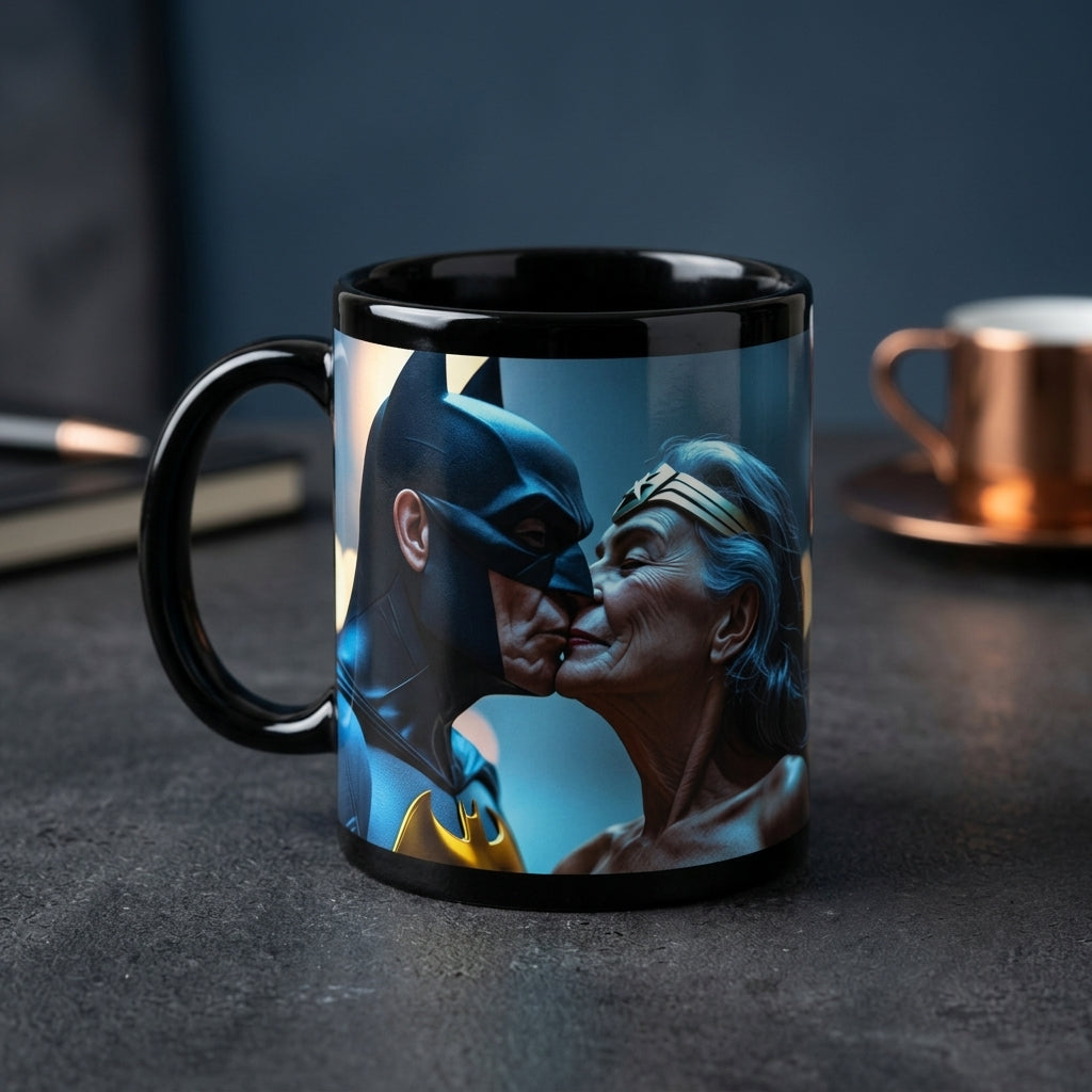 Romantic Batman & Wonder Woman Kiss — Coffee Cup