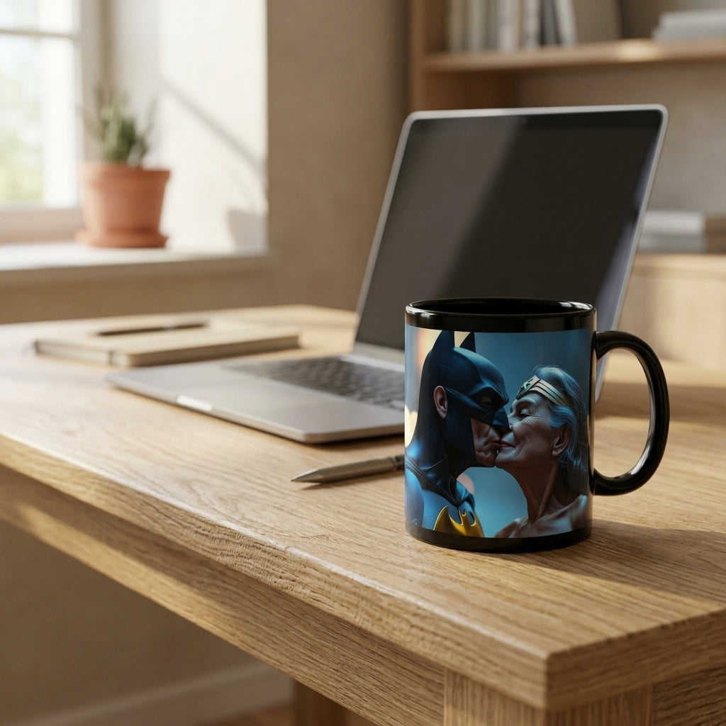 Romantic Batman & Wonder Woman Kiss — Coffee Cup