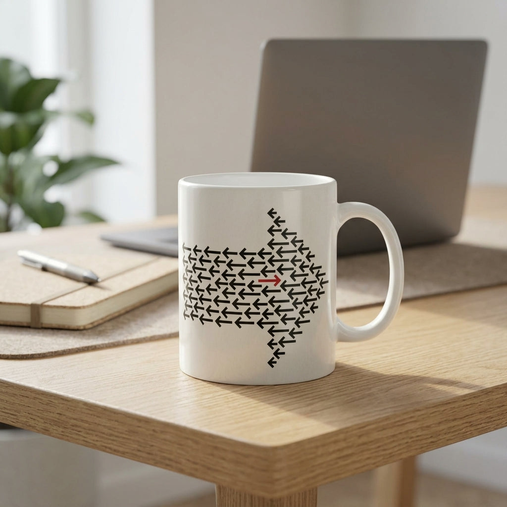 Red Arrow Against the Crowd — Office Coffee Cup