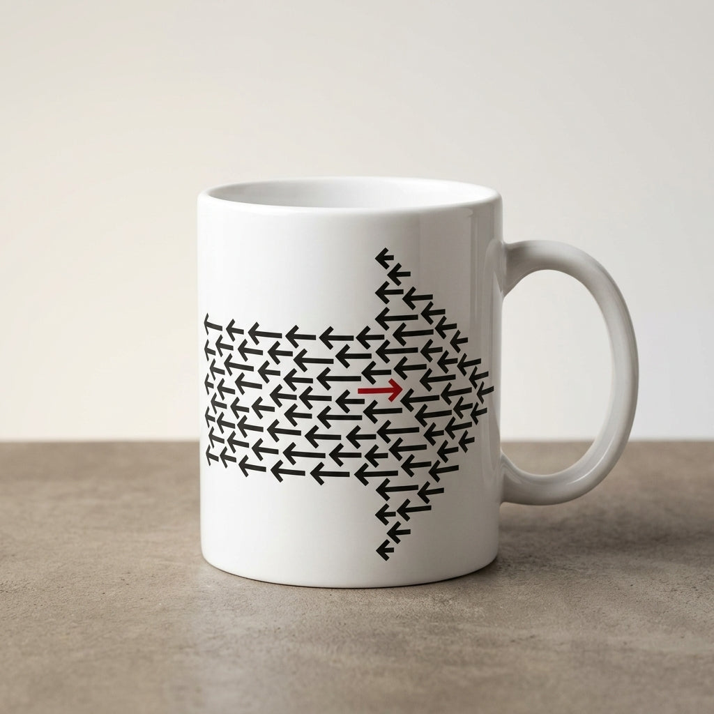 Red Arrow Against the Crowd — Office Coffee Cup