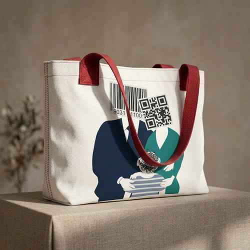 Barcode Family Portrait Tote Bag – Unique Art Canvas Bag