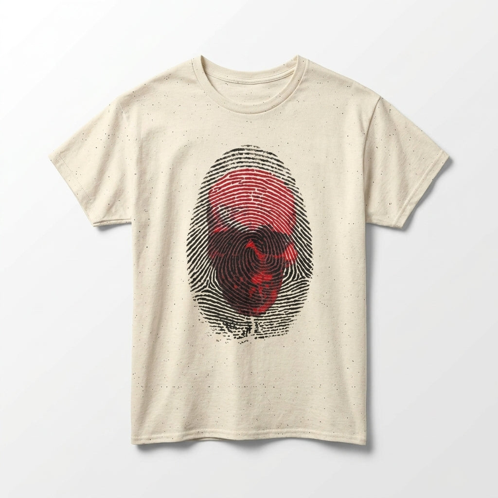 Skull Fingerprint T-Shirt – Dark Art Graphic Tee
