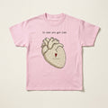 White graphic t-shirt featuring an anatomical heart with a map and the text In Case You Get Lost
