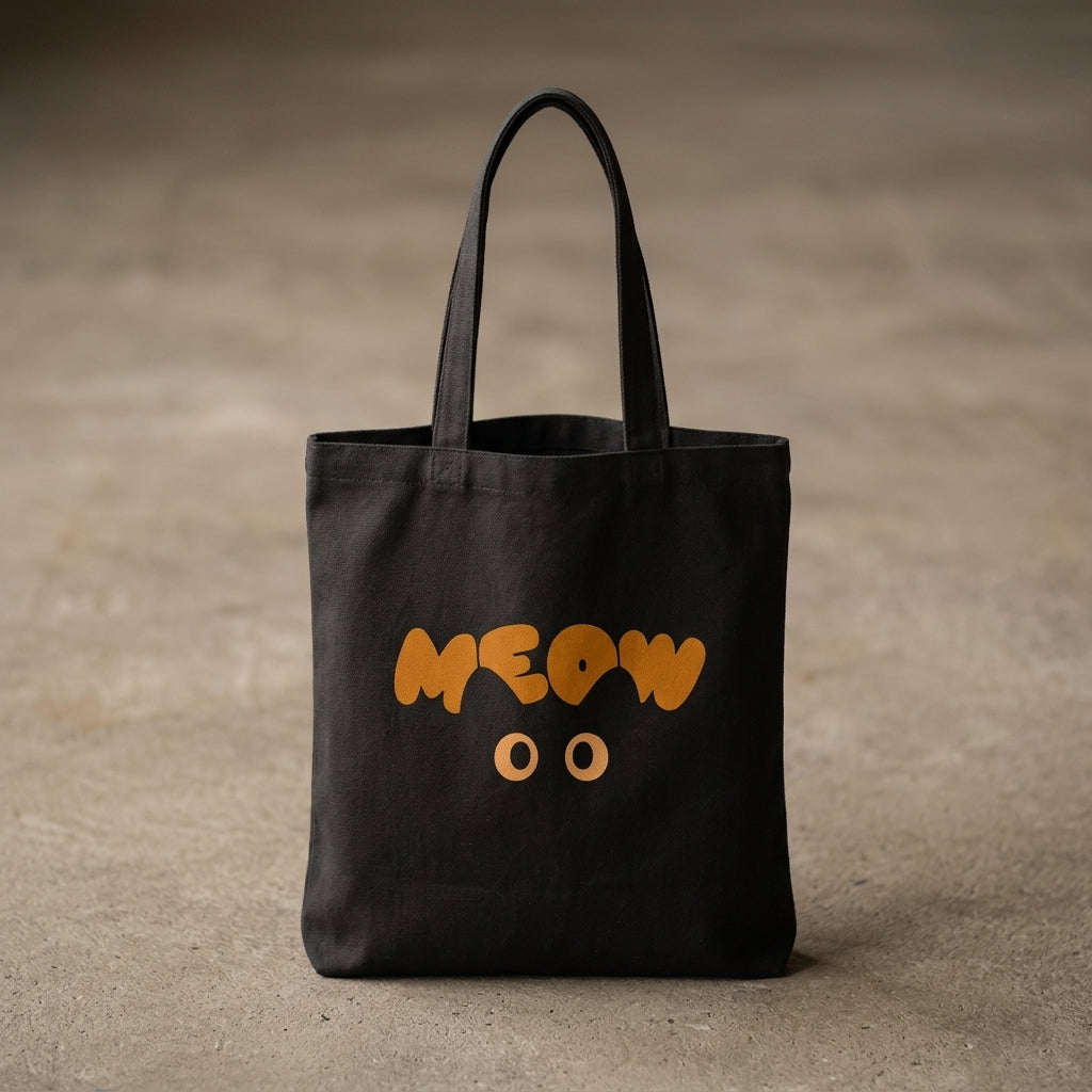 'Meow' — Canvas Grocery & Book Tote