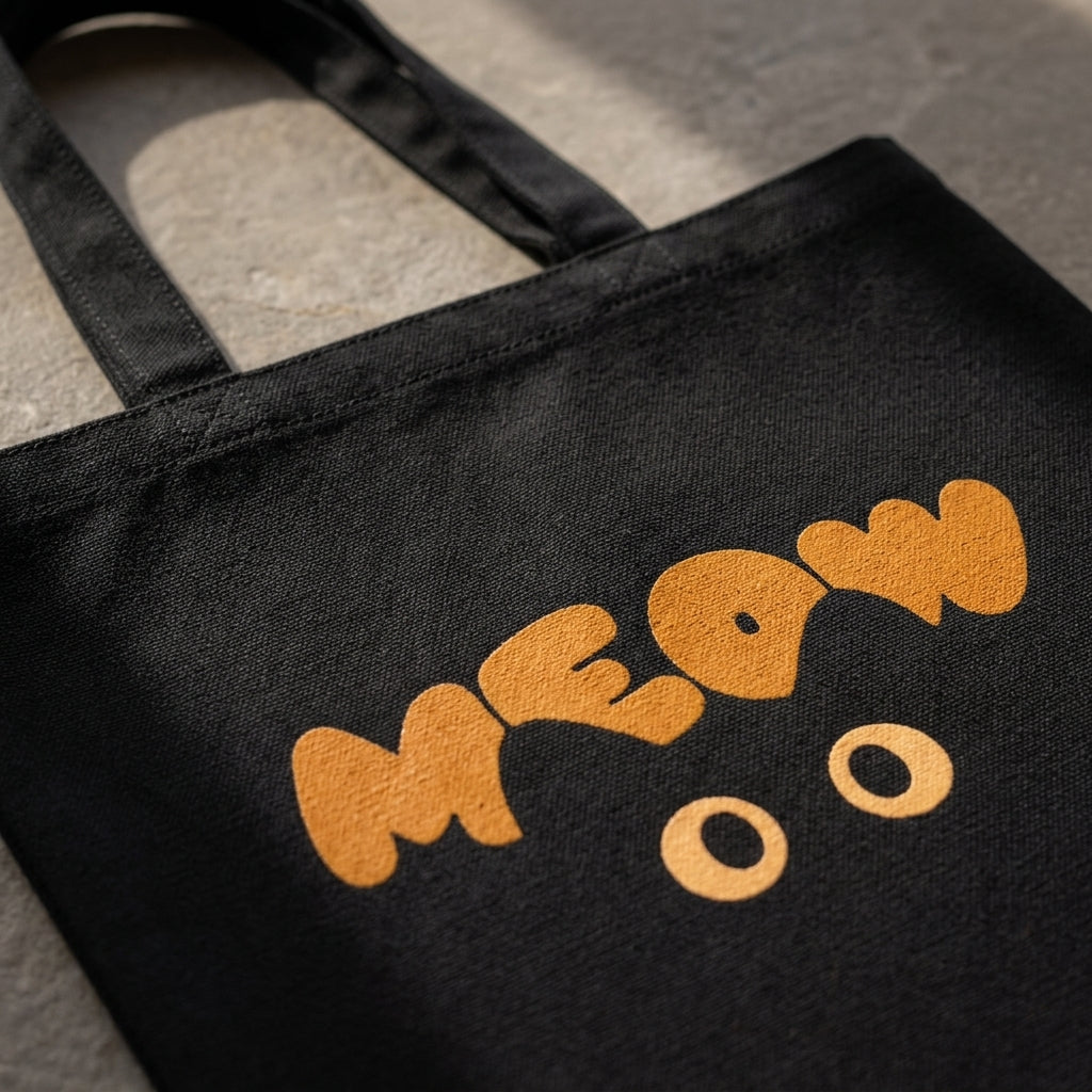 'Meow' — Canvas Grocery & Book Tote