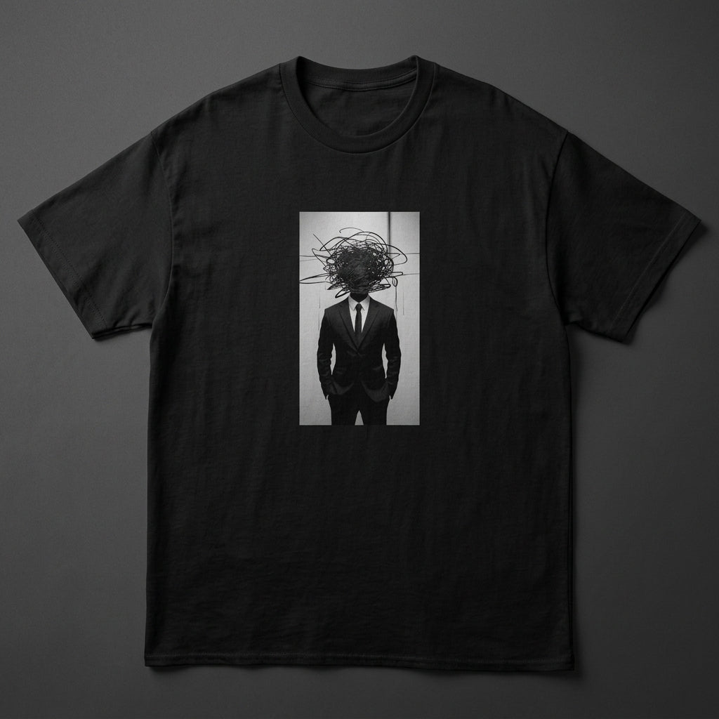 Abstract Scribble Head — T‑Shirt