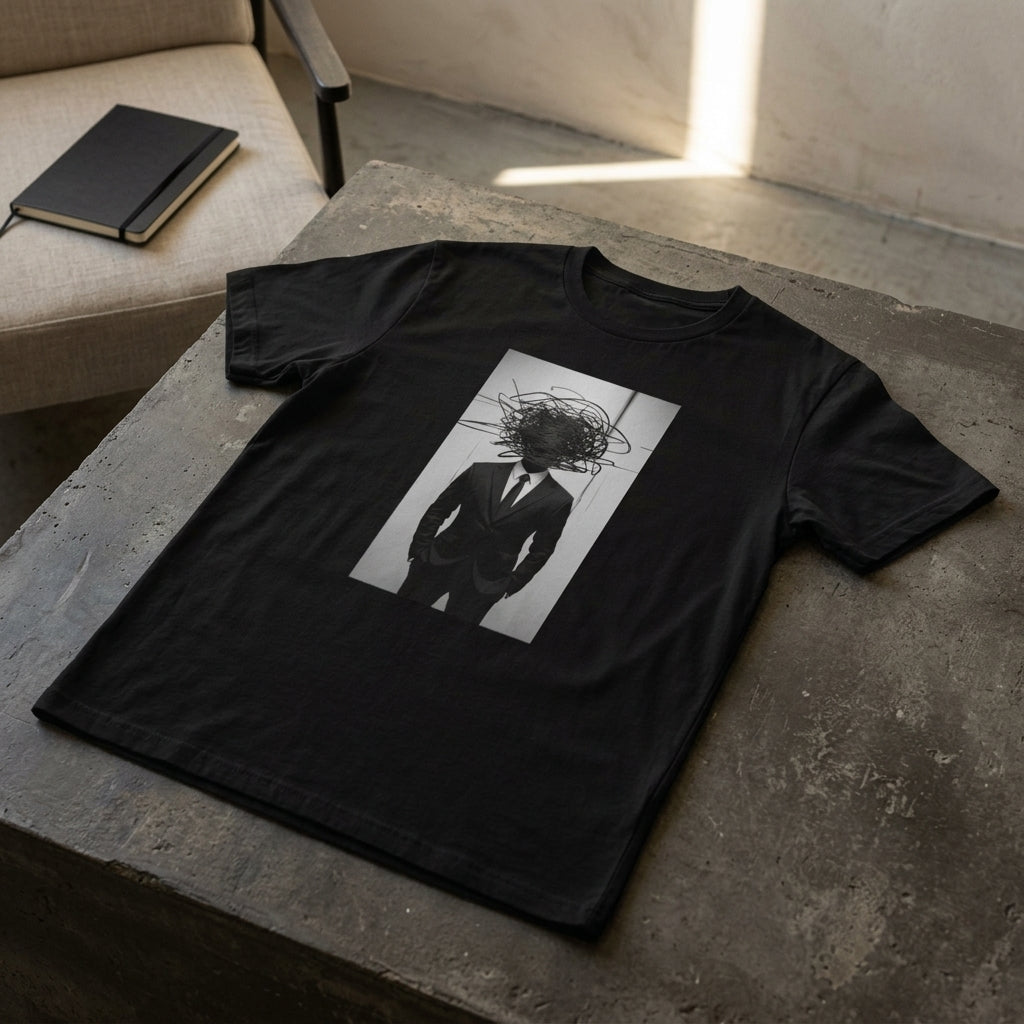 Abstract Scribble Head — T‑Shirt