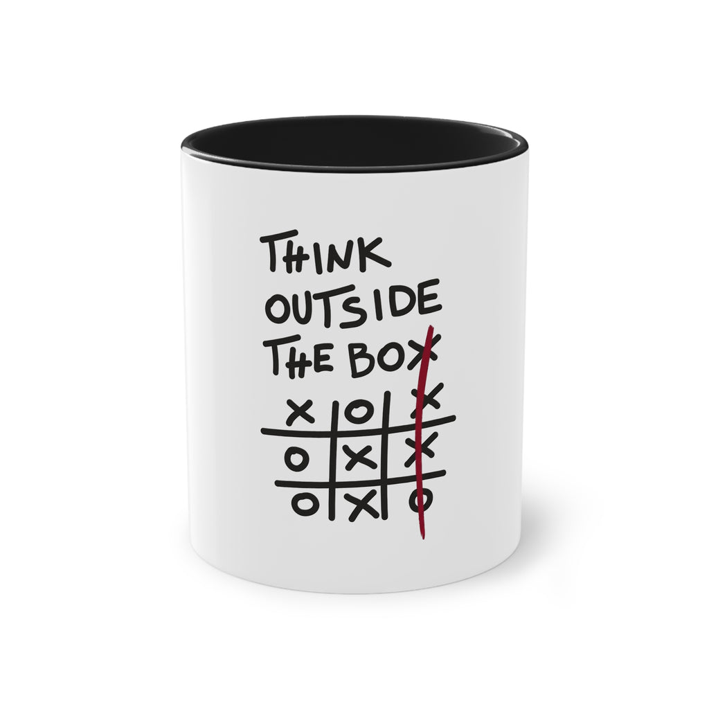 Think Outside the Box Mug in Black – motivational tic-tac-toe coffee mug