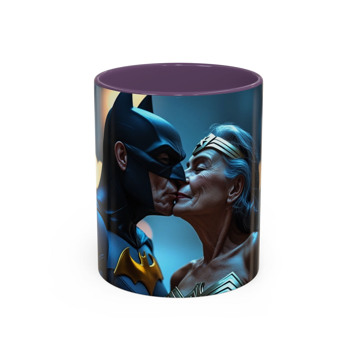 Batman & Wonder Woman Kiss Mug in Purple – Batman and Wonder Woman kiss superhero mug