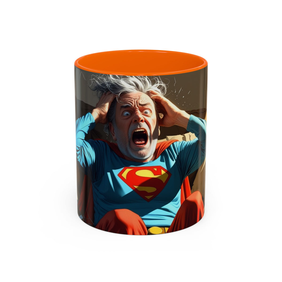 What the F Mug in Orange – superhero grandpa funny humor mug