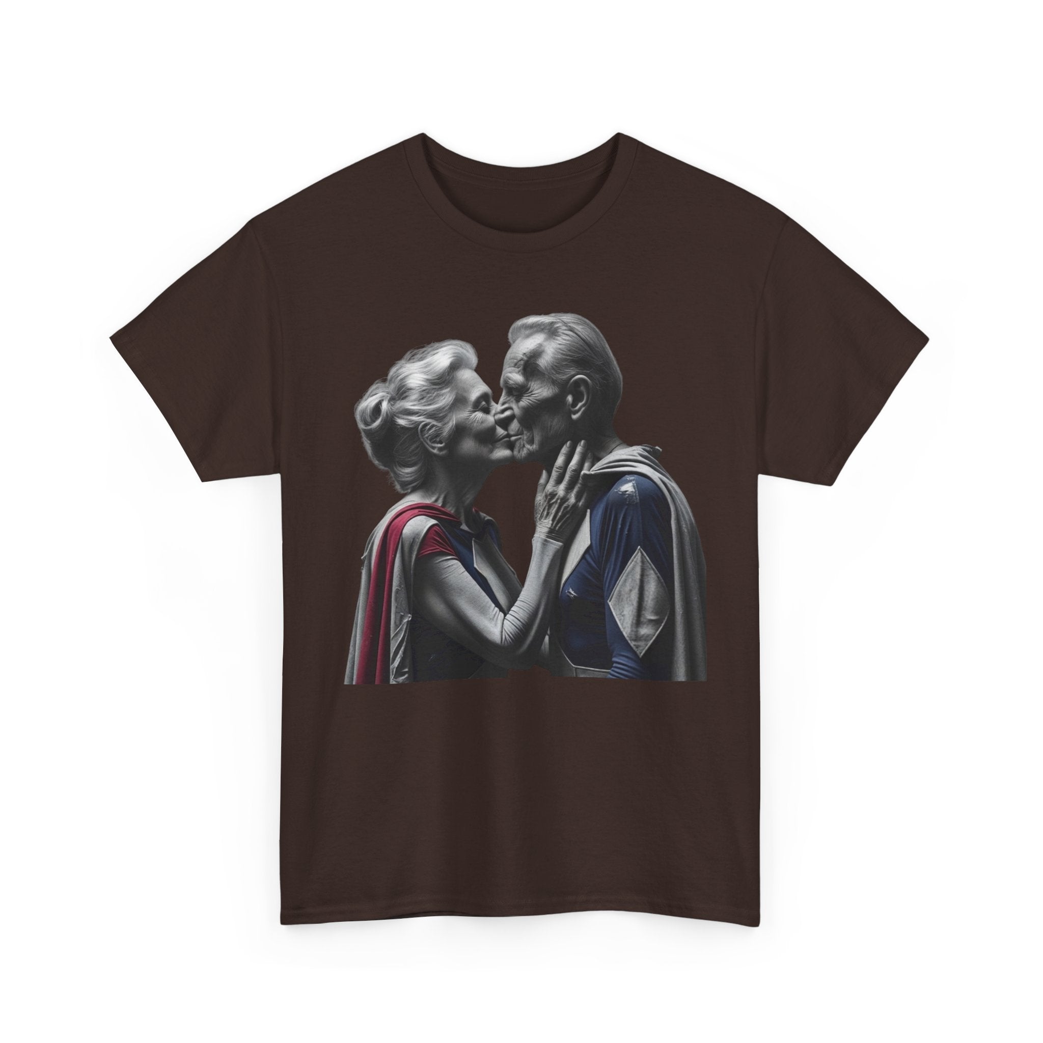 Kissing Old Superheroes — T‑Shirt