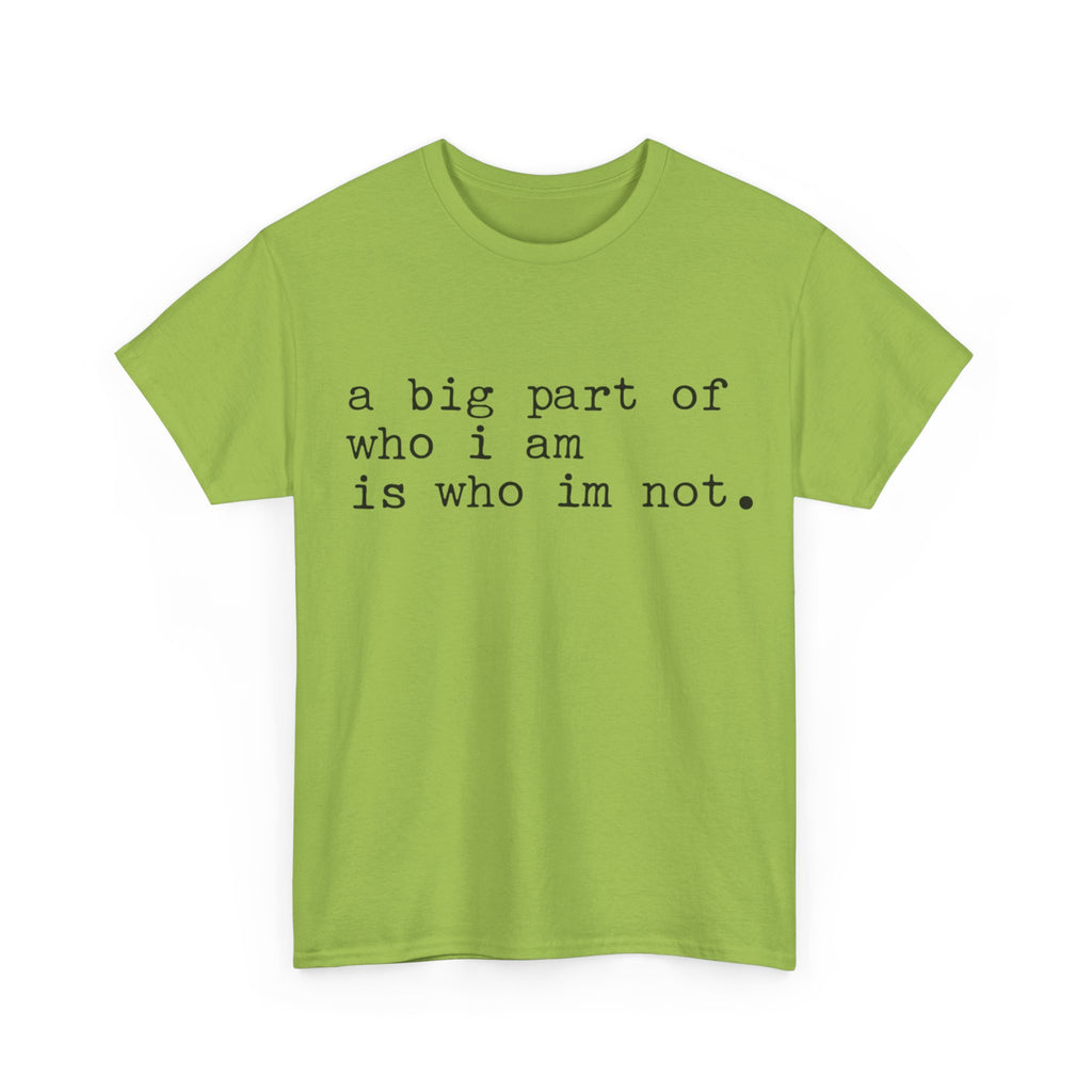 A Big Part of Who I Am Is Who I'm Not T-Shirt – inspirational graphic tee, close-up 10