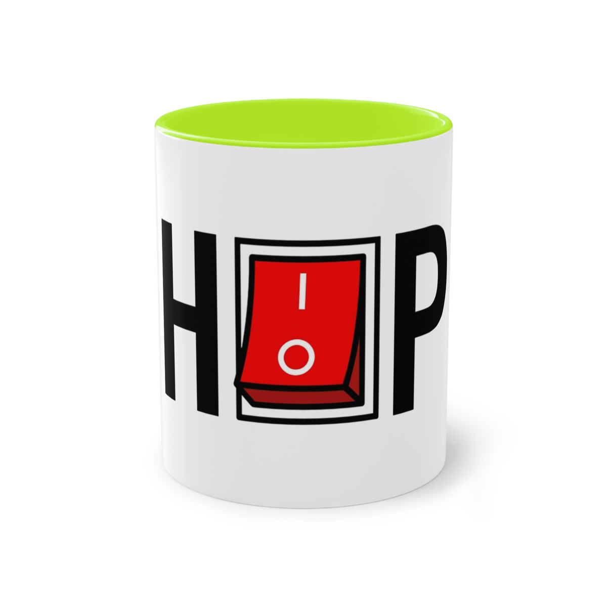 Hip Hop Mug in Light Green – red help switch hip hop music mug