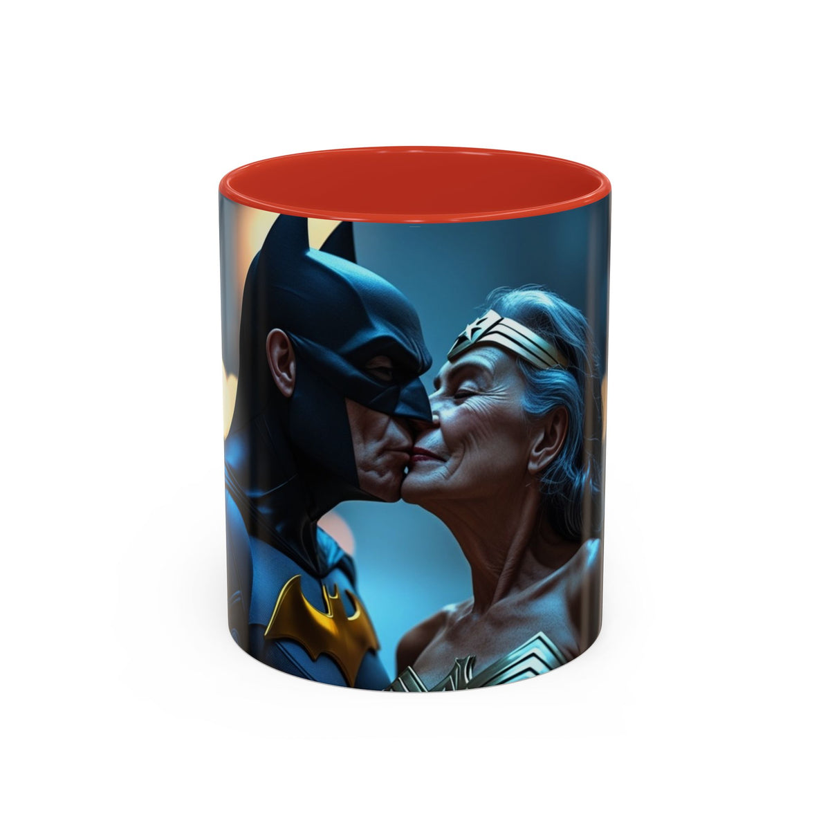 Batman & Wonder Woman Kiss Mug in Red – Batman and Wonder Woman kiss superhero mug