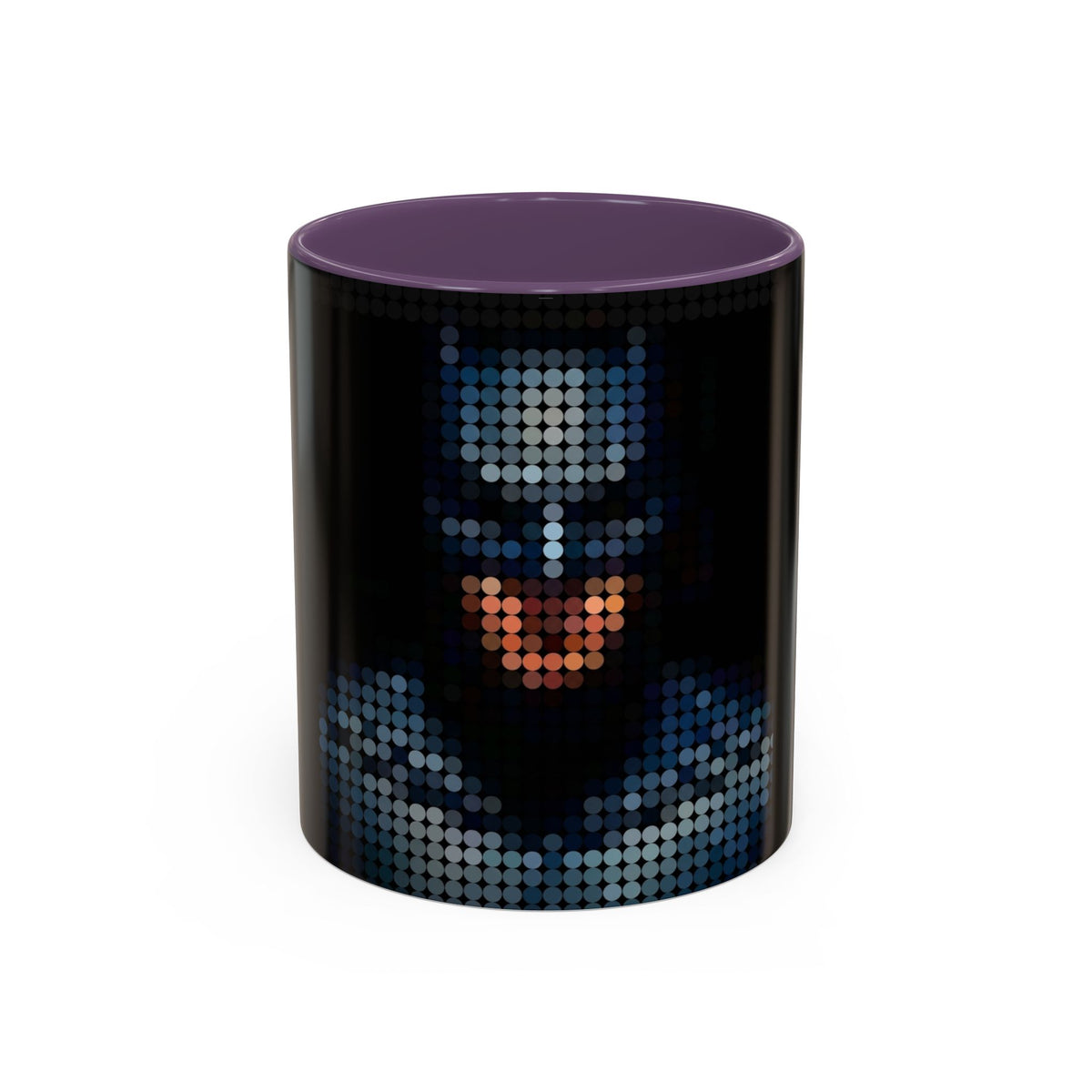 Pixel Art Dark Knight Mug in Purple – pixel art dark knight superhero mug