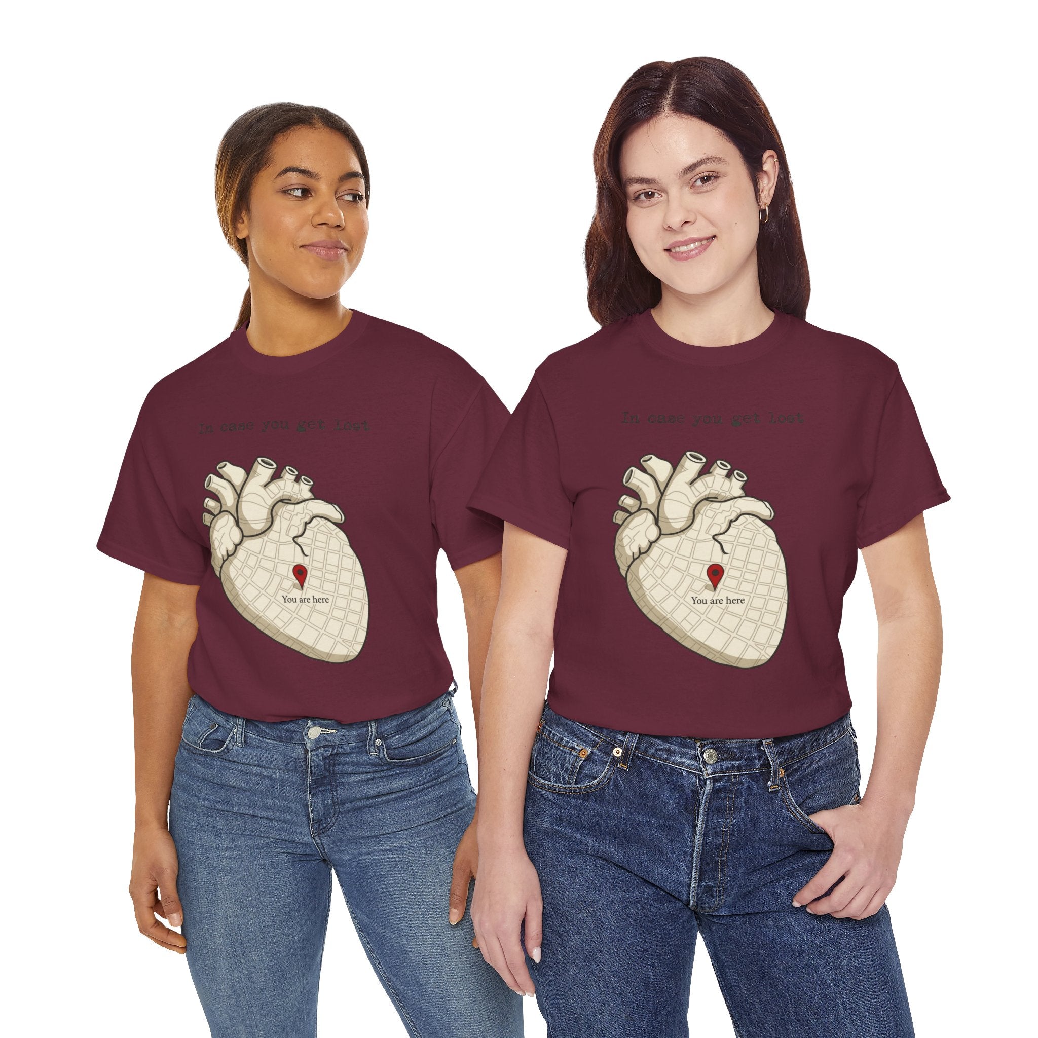 “In case you get lost” Heart Map — T-Shirt