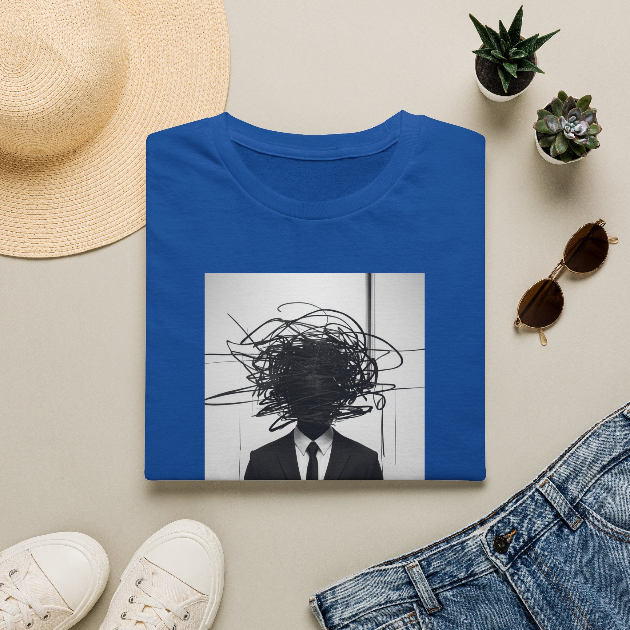 Abstract Scribble Head — T‑Shirt